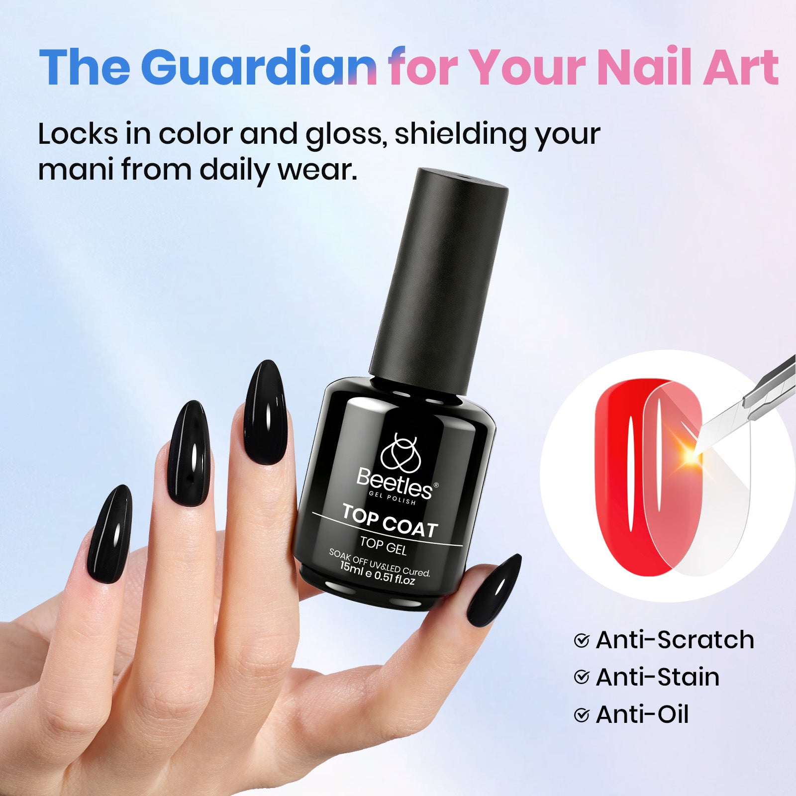 Beetles Stay Shining Base and Top Coat Set HEMA Free & TPO Free 15ml