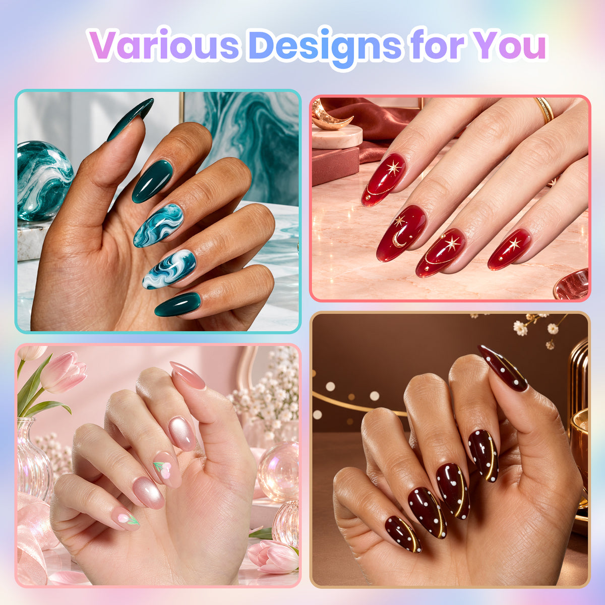 Beetles Gel Nail Starter Kit 20 Colors  Jelly & Cat Eye Gel Polish Set HEMA Free TPO Free All-in-One Mani Kit