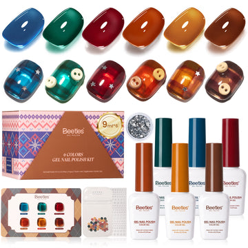 Beetles Fall Nails Season - Retro Glaze 6 Colors Jelly Gel Polish Set Fall Winter Nails 9ML
