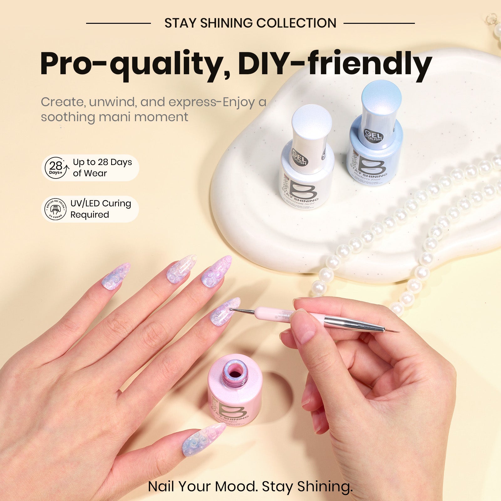 Beetles Stay Shining Gel Polish Pearly Swirl Shade Set - 6 Hues of Daily Warmth, 7.5ml of Mood Comfort