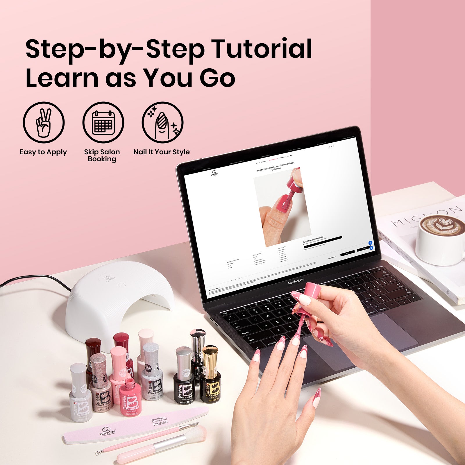 Beetles Gel Polish Mini Mani Studio Kit - 12 Shades of Cozy Elegance, 7.5ml of Warm Solace