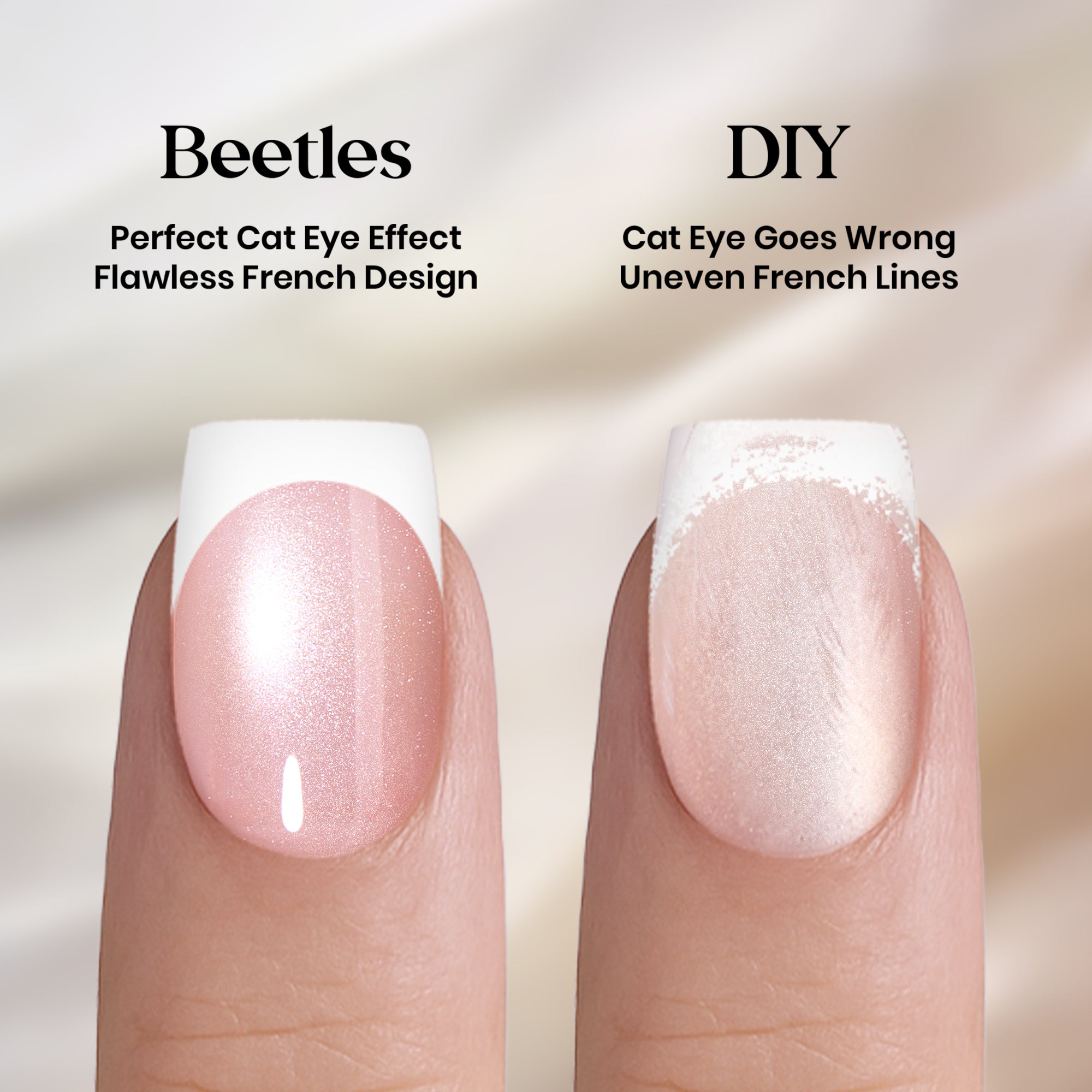 Beetles Stay Shining Glassy Blush French Press On Nails Short Square 30Pcs