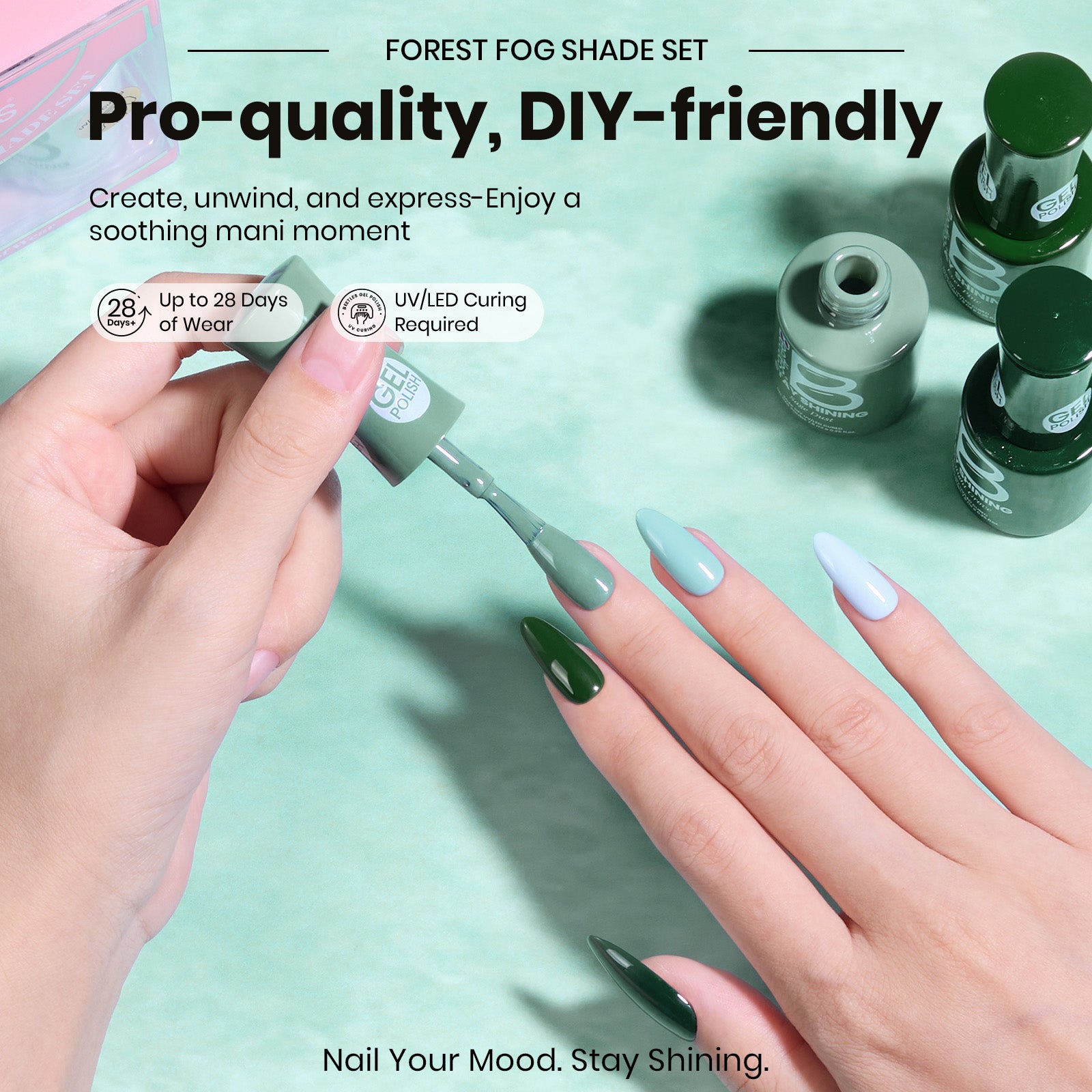Beetles Gel Polish Forest Fog Shade Set - 6 Colors of Steady Poise, 7.5ml of Peaceful Company