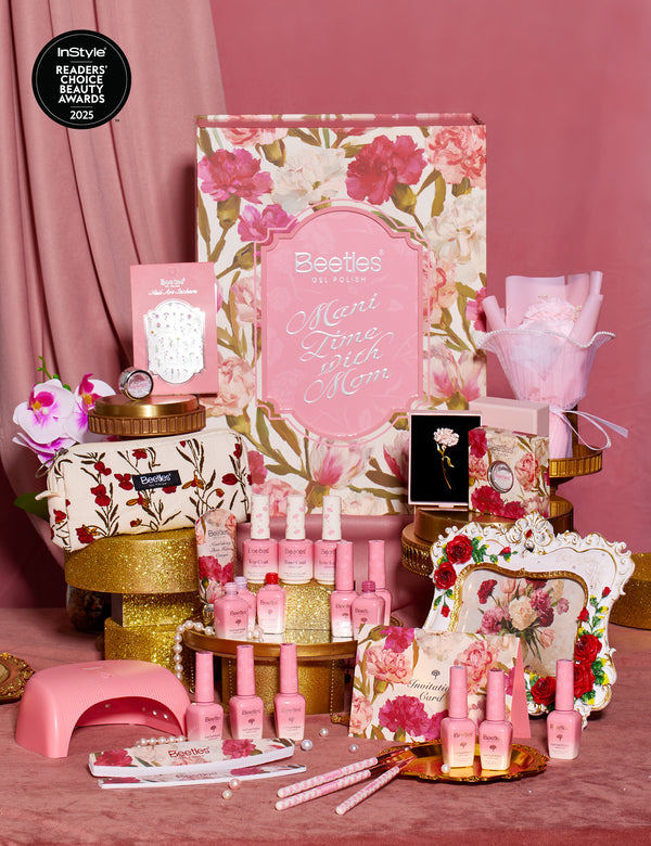 Beetles Mani Time with Mom Mother’s Day Gift Box-12 Gel Nail Polish Colors with Nail Lamp HEMA Free & TPO Free Complete Manicure Kit