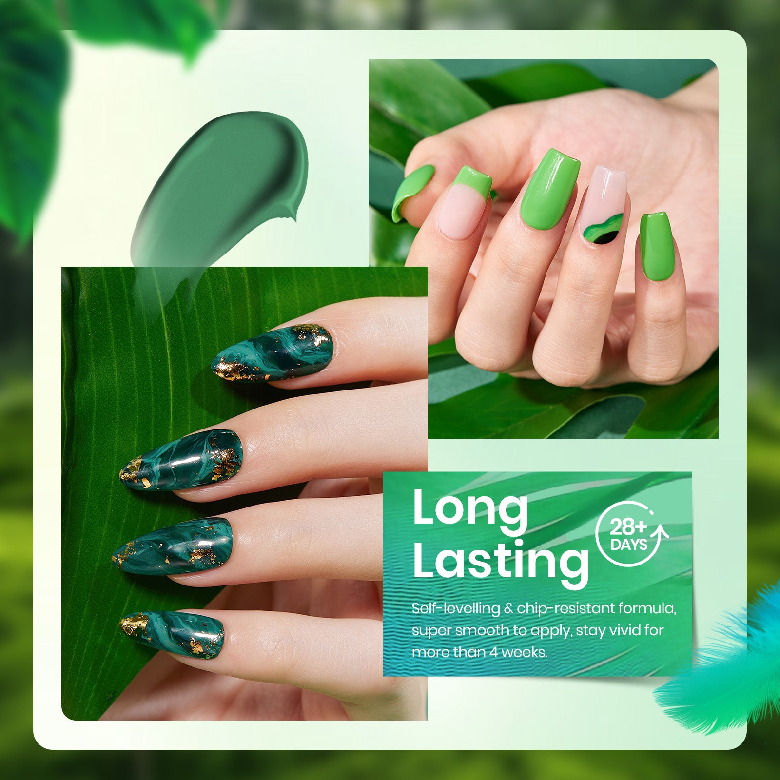 Beetles Avocados in Emerald Canopy Dark Green Glitter Gel Polish