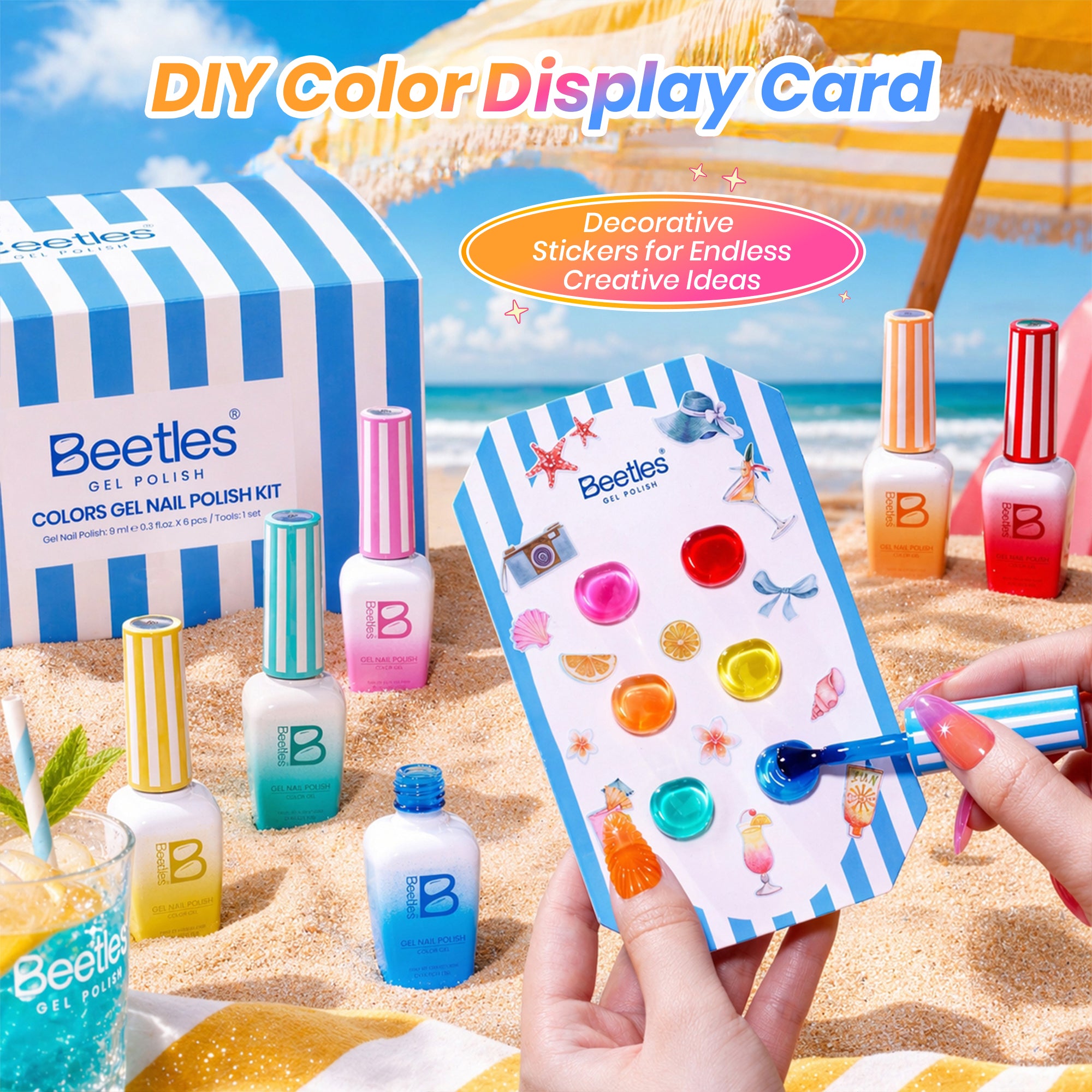 Beetles Summer Voyage - Summer Specials Jelly Gel Neon Nails 6 Colors Gel Polish Set 9ml