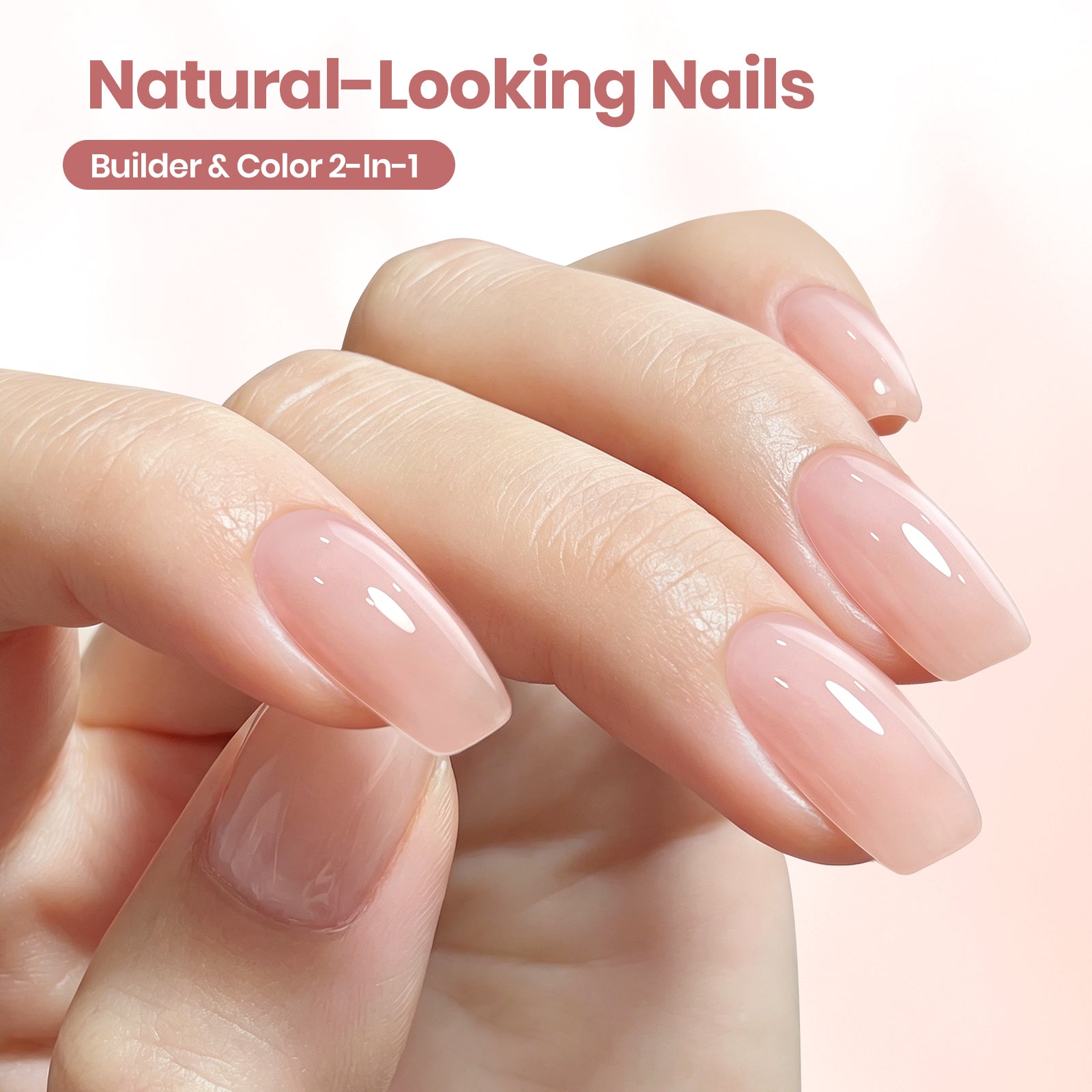 Beetles Builder Gel Nail Kit HEMA & TPO-Free, Muted Nude Pink with Nail Art Brush, 8 in 1 for Building Strengthening & Extension, Beginner Friendly DIY Salon at Home, UV LED Lamp Needed