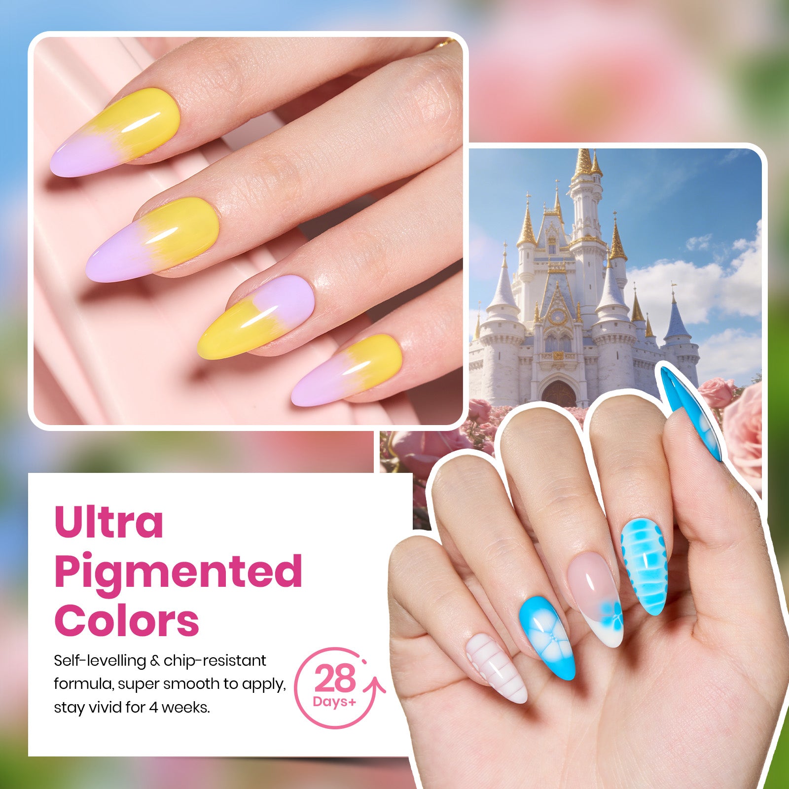 Blooming Dye - 25 Gel Colors Set With Blooming Gel Summer Neon Rainbow Nails