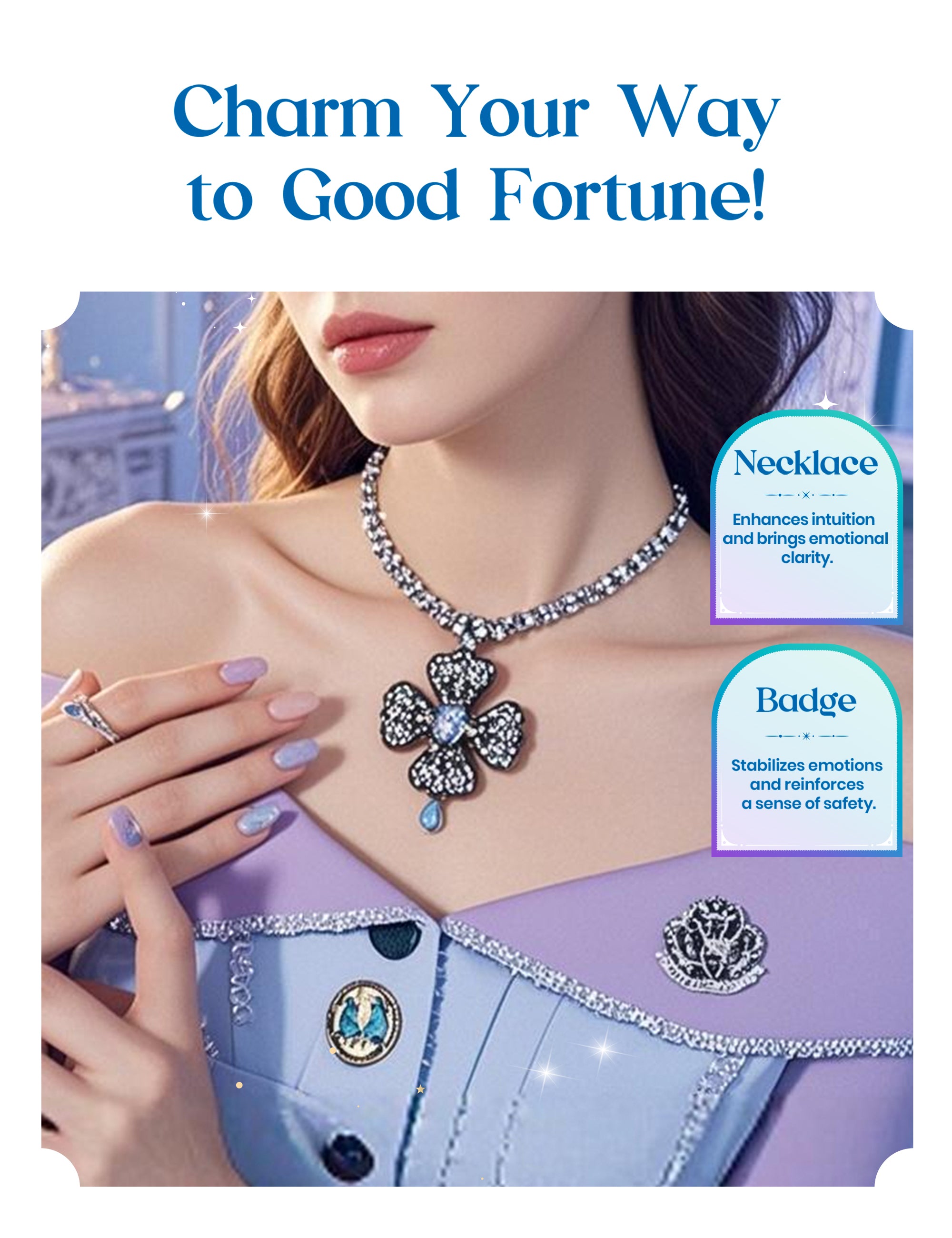 Beetles Stay Shining Pisces Fantasy HEMA Free TPO Free Summer Lucky Box, All-in-One Nail Art Set with Tools, Necklace Badge, Salon DIY Zodiac Gift for Women