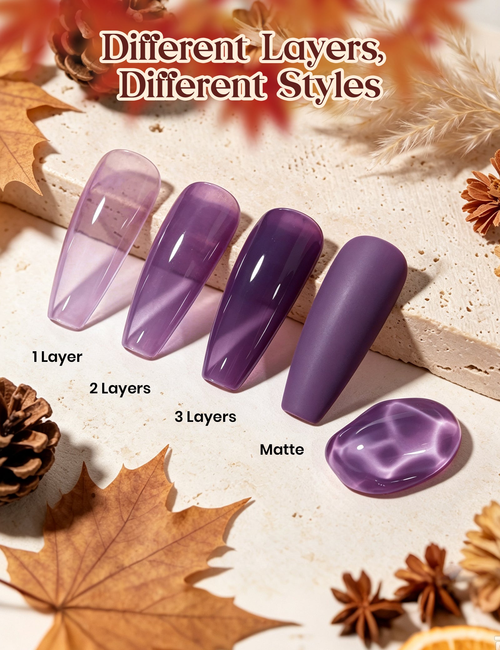 Beetles Gel Nail Starter Kit Amber Woodland 35 Colors Gel Fall Nails HEMA Free & TPO Free All-in-One Mani Kit