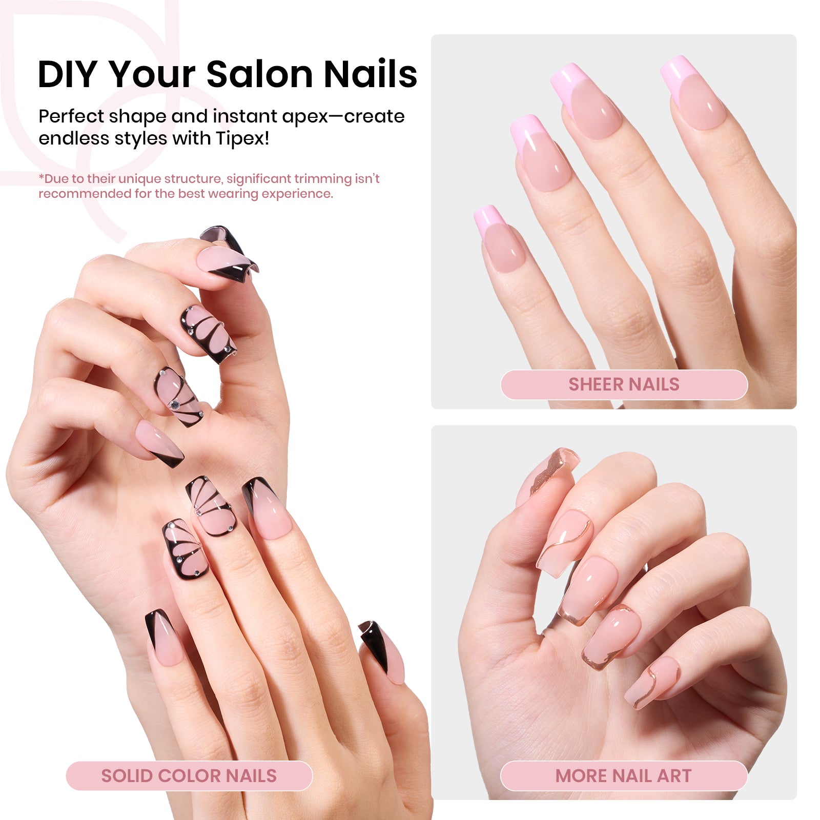 Beetles Pro Tipex Instant Apex Nail Tips, Short Coffin 512pcs, Thicker Strong Acrylic Tips for DIY Salon-look Extensions