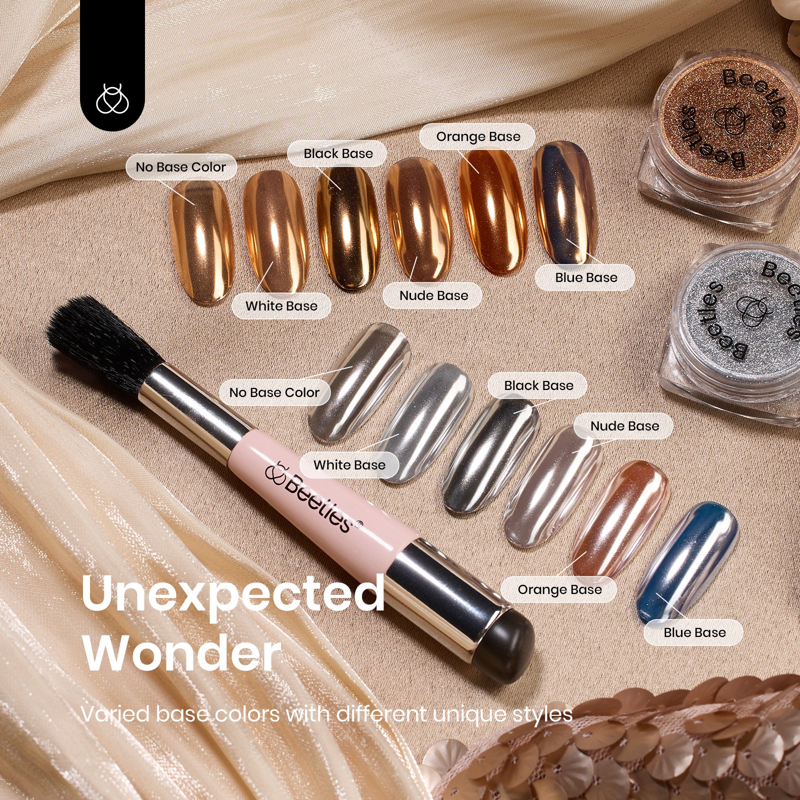 Beetles Stay Shining Gold and Silver Chrome Nail Powder Set