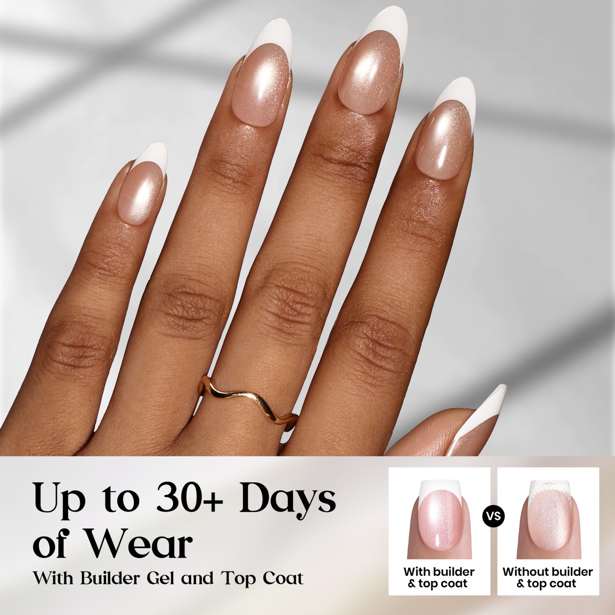 Beetles Stay Shining Glassy Amber French Press On Nails Medium Almond 160 PCS