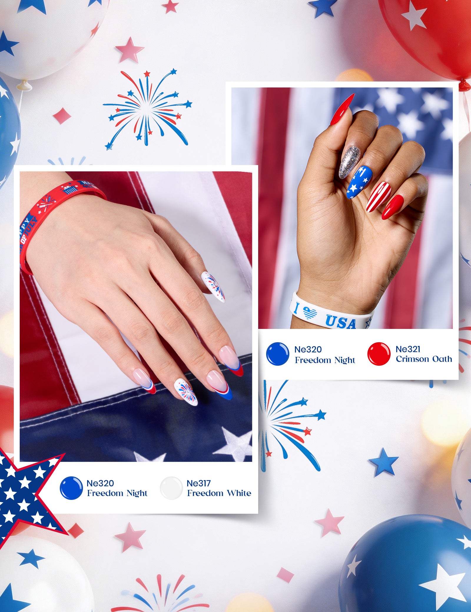 [Mother's Day Gift Box] Beetles Independence Day Gift - Beetles 4th of July Nails Hema-free Gel Kit