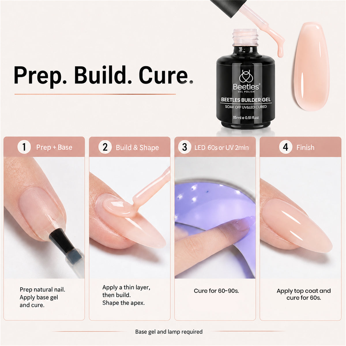 Beetles Builder Gel for Nails,8 in 1 Jelly Nude Color for Building Instant Apex Extension & Strengthener, Friendly for Beginner Women DIY Nail at Home, UV & LED Lamp Needed