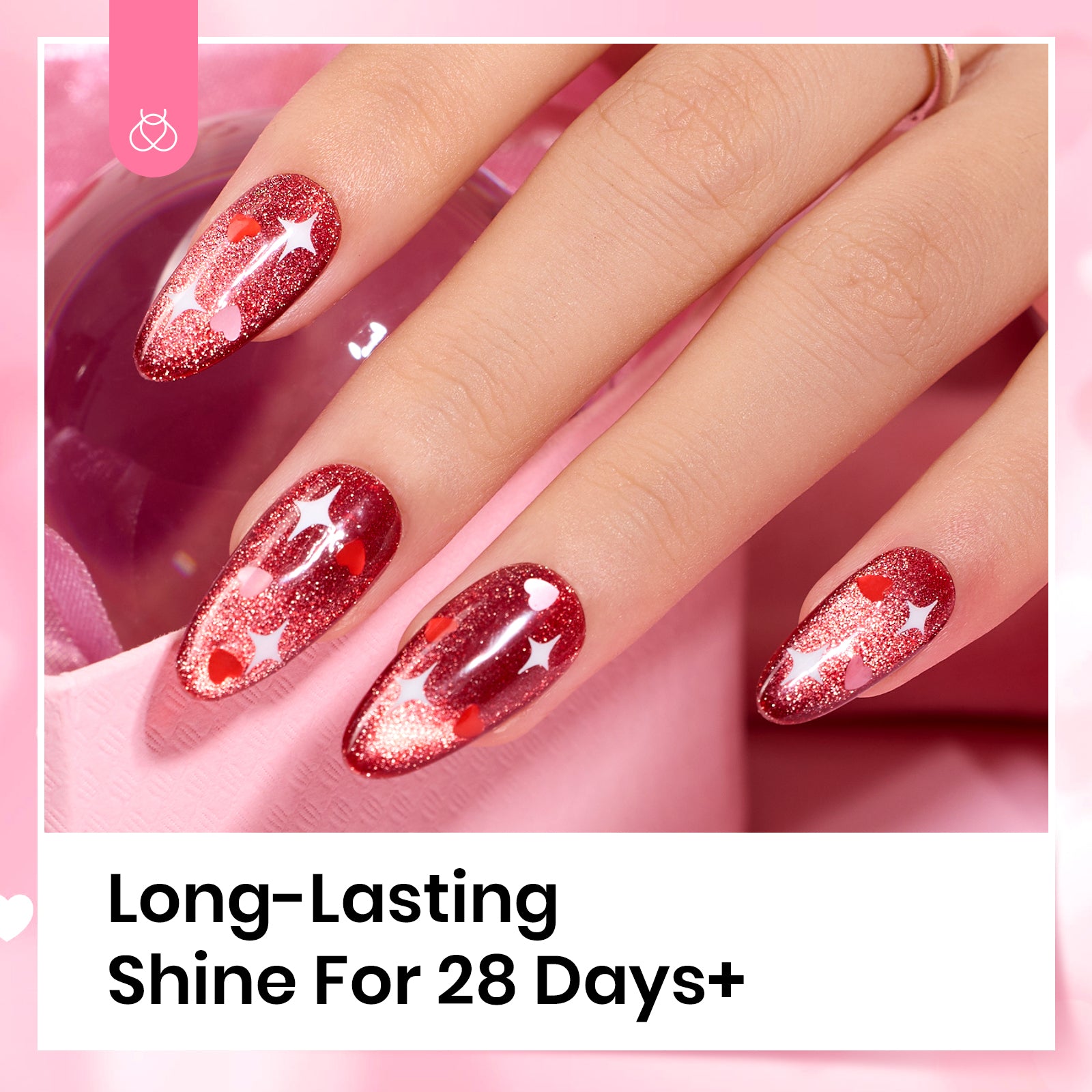 Beetles Stay Shining Heart Glitter Top Coat HEMA Free & TPO Free 15ml