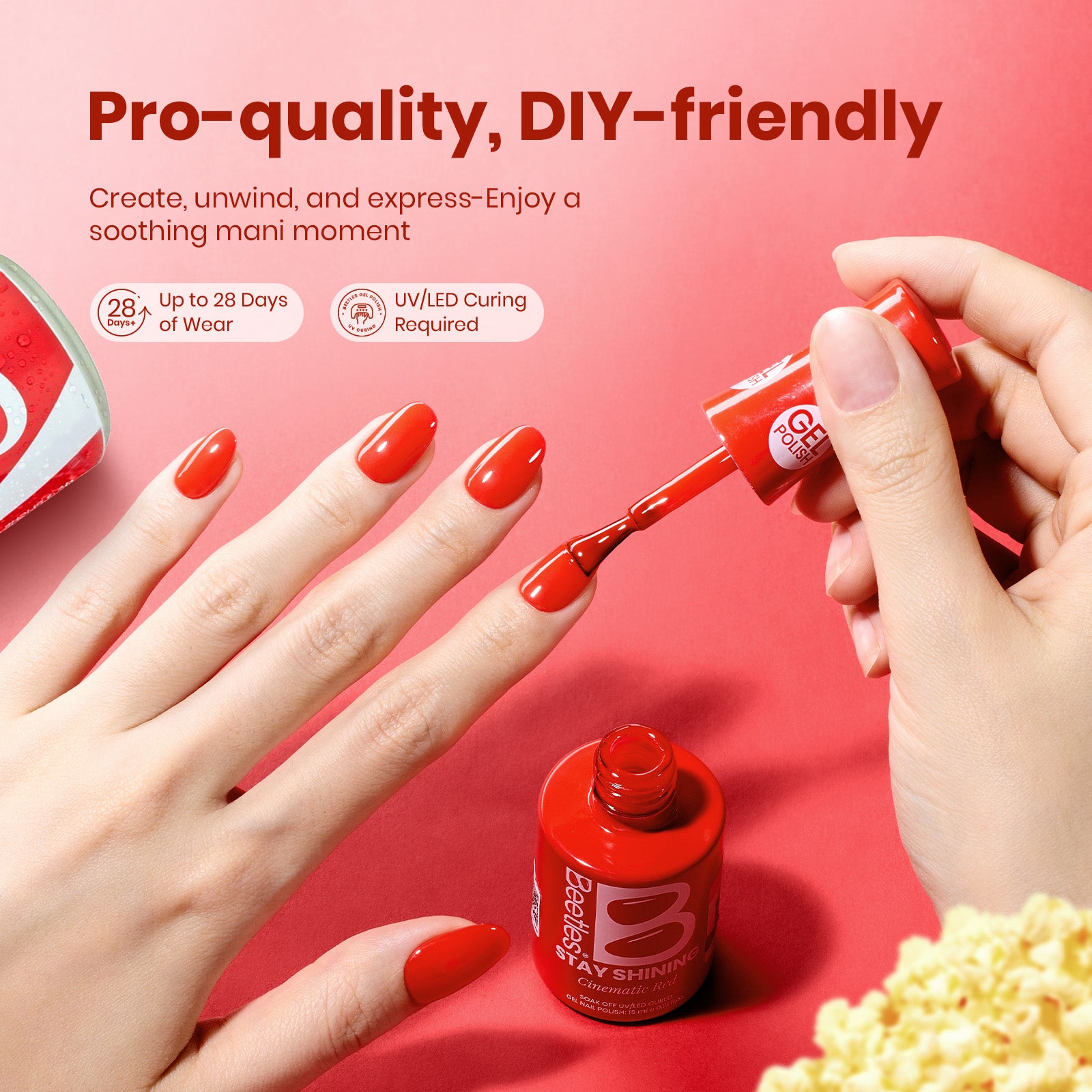 Beetles Gel Polish Cinematic Red - 15ml of Vivid Pulse