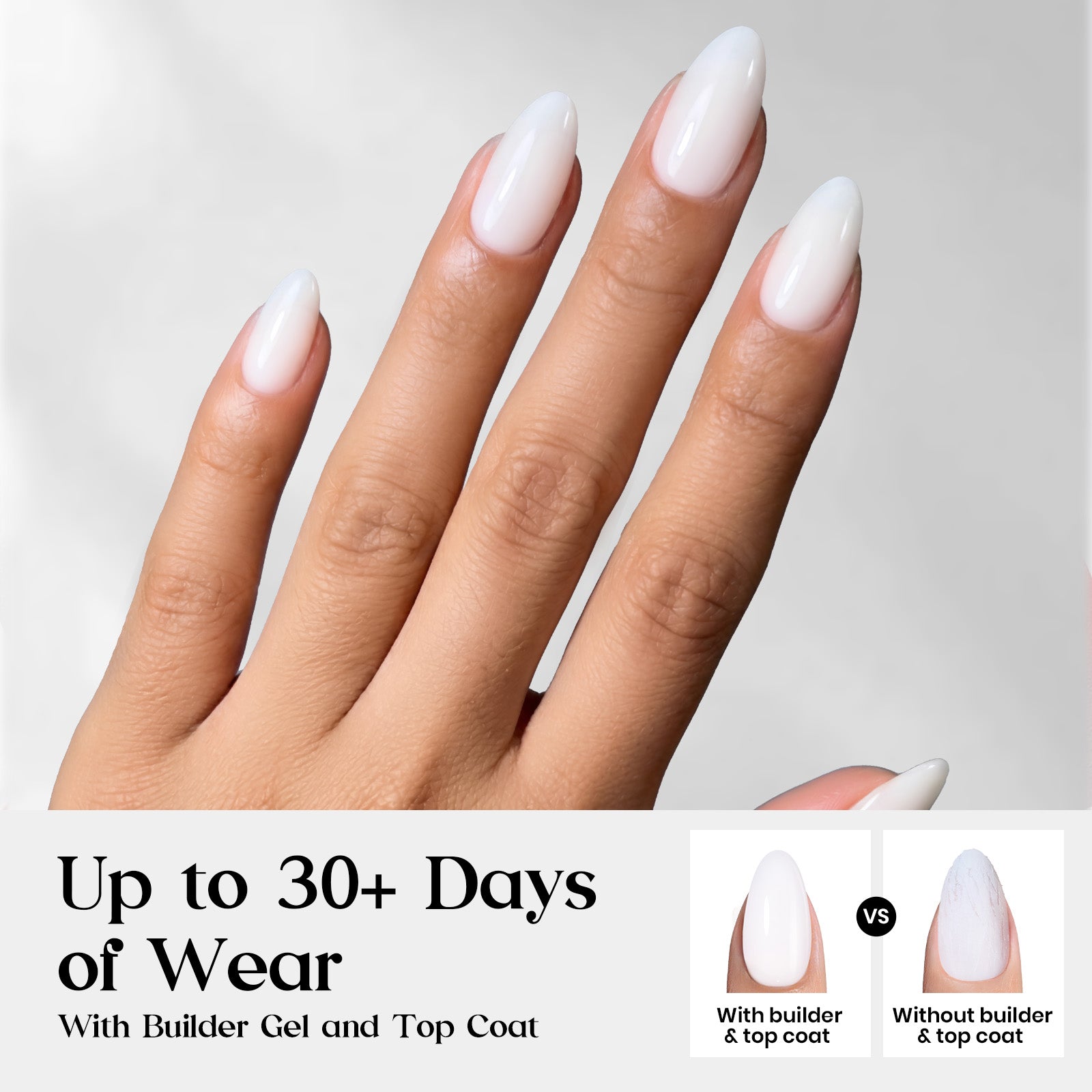 Beetles Stay Shining Milky White Press on Nails Short Almond