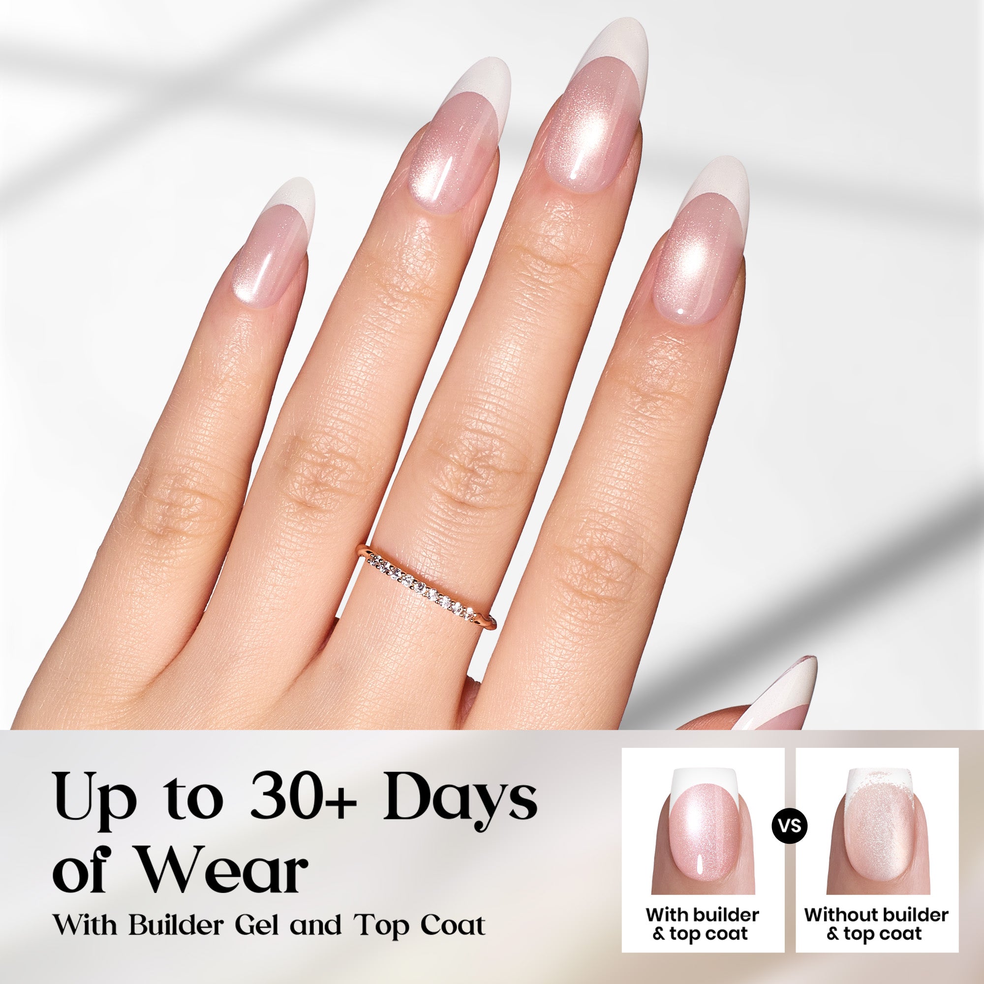Beetles Stay Shining Glassy Blush French Press On Nails Medium Almond 160 PCS