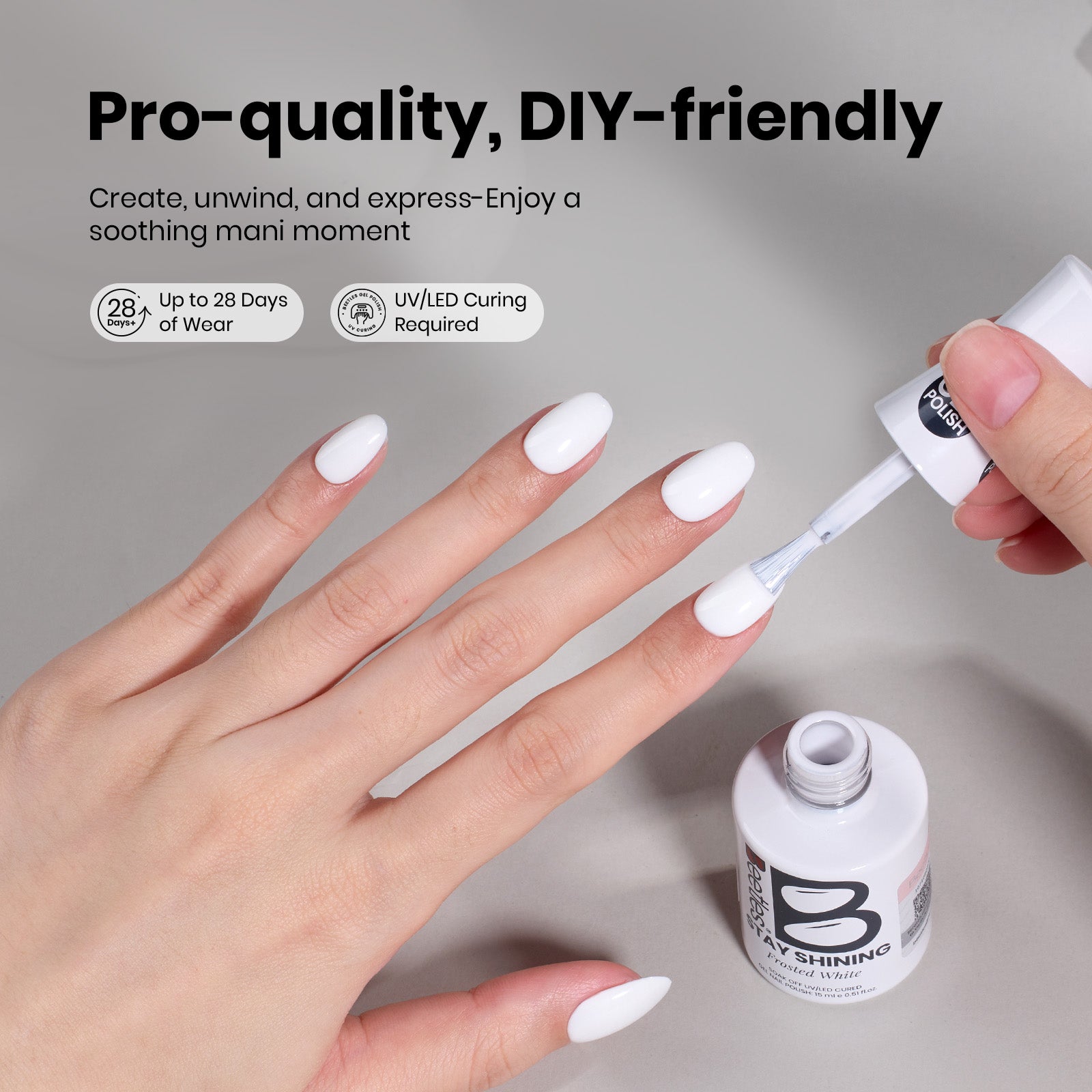 Beetles Stay Shining Collection Salon-Quality Gel Nail Polish - 15ml of Frosted White
