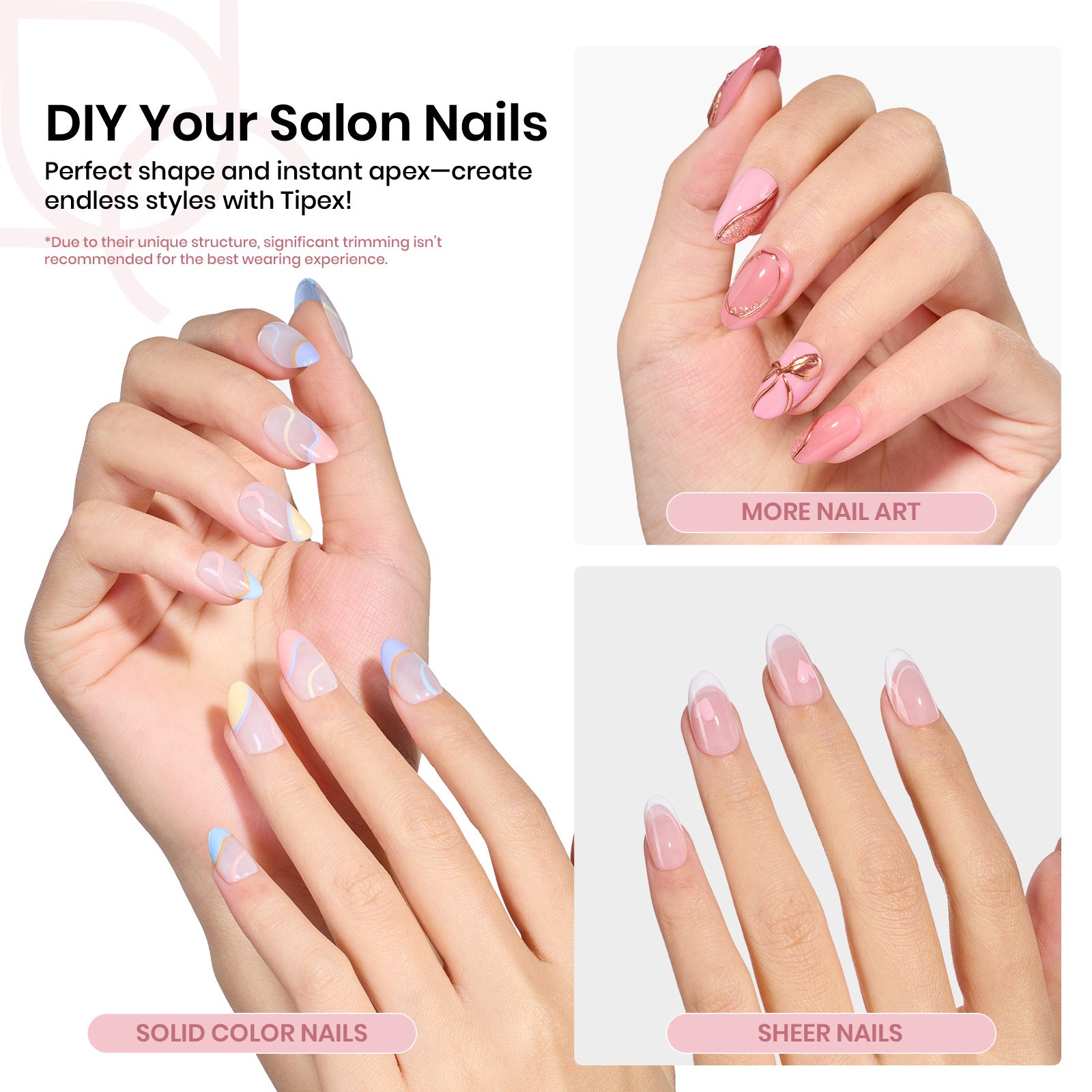 Beetles Pro Tipex Instant Apex Nail Tips, Short Oval 512pcs, Thicker Strong Acrylic Tips for DIY Salon-look Extensions
