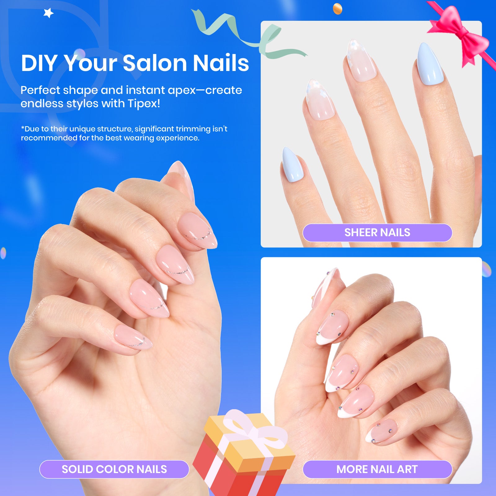 Beetles Pro Tipex Instant Apex Nail Tips, Short Almond 512pcs, Thicker Strong Acrylic Tips for DIY Salon-look Extensions