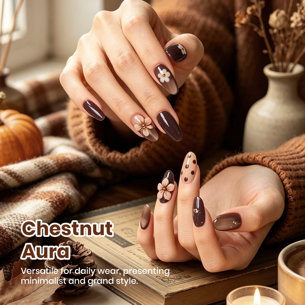 Beetles Chestnut Aura 6 Colors  Nude Brown Gel Polish Set HEMA-FREE & TPO-FREE Fall Winter Nails 15ML Each