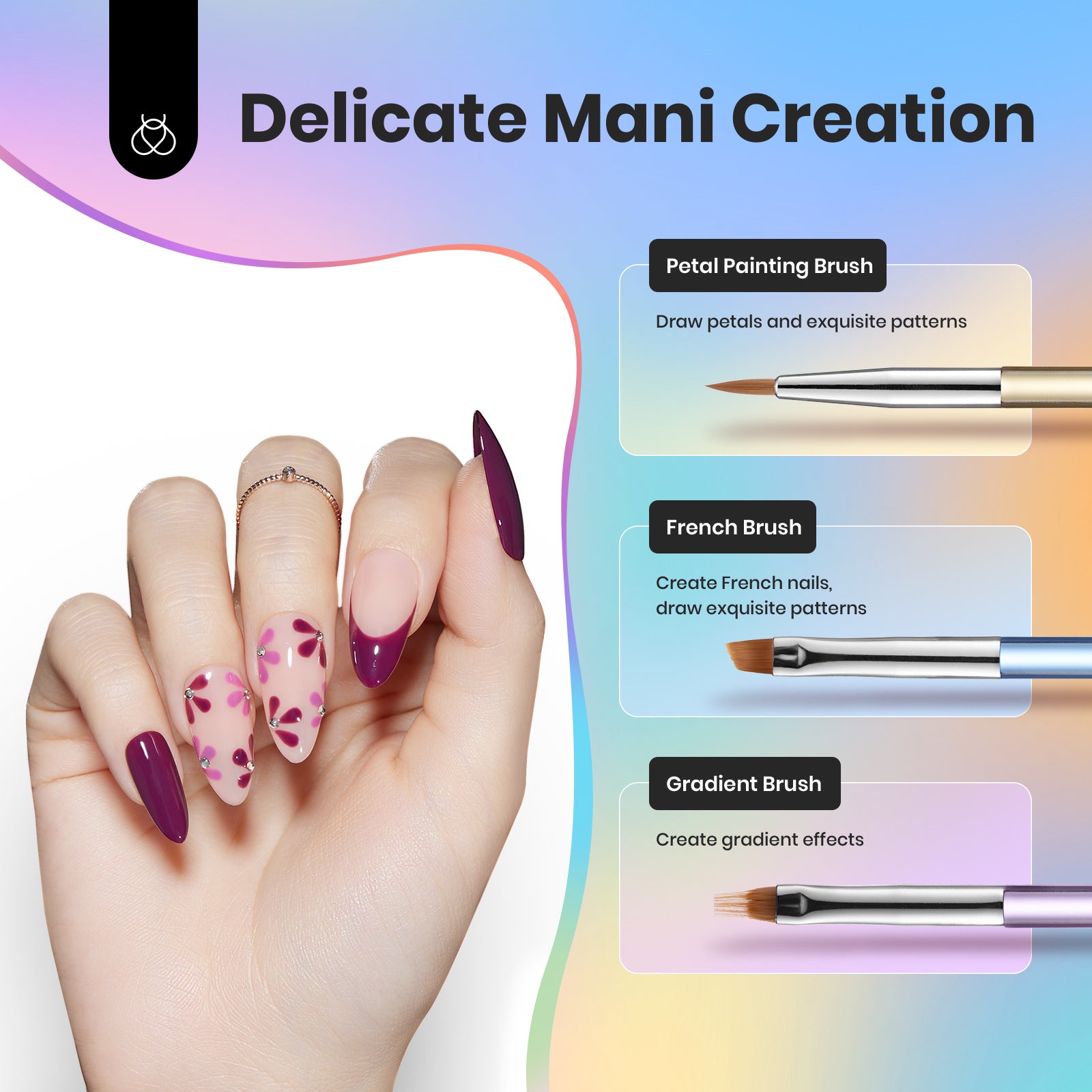 Beetles Pro 6 Pcs Double-Ended Nail Art Brush Set