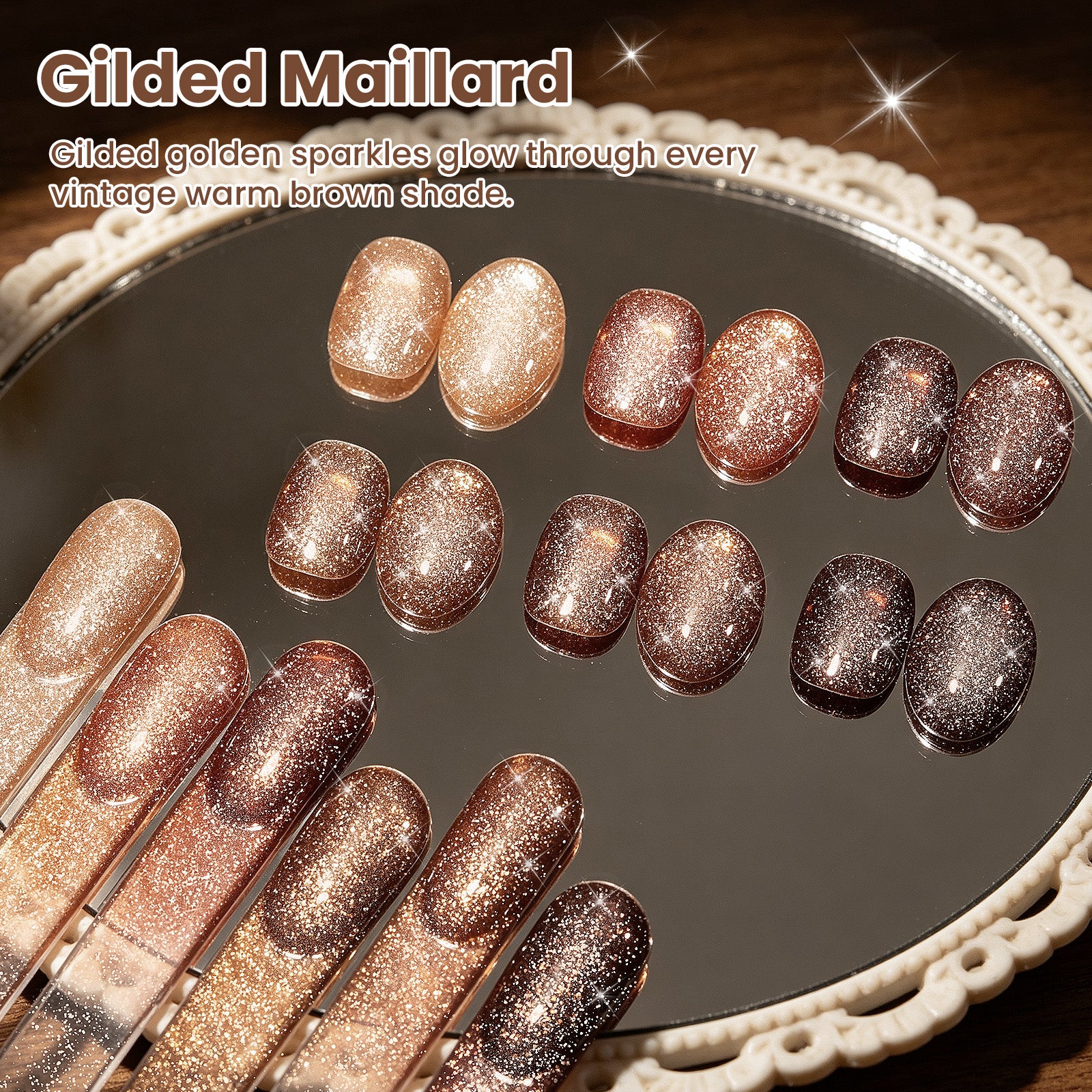 Beetles Gilded Maillard Glitter Brown 6 Colors Gel Polish Set 7.5ML Each Fall Nails