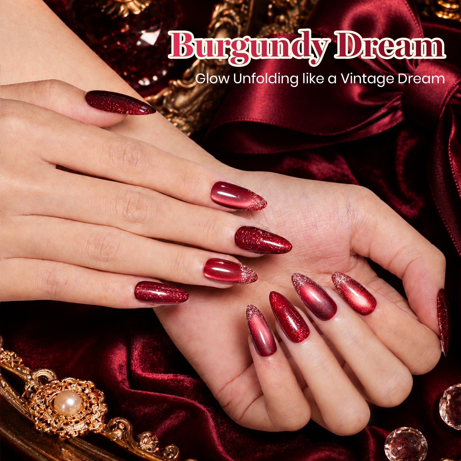 Beetles Burgundy Dream Red 20 Colors Gel Nail Polish Set Jelly Glitter Cat Eye Solid Color Halloween Nails 7.5ml Each