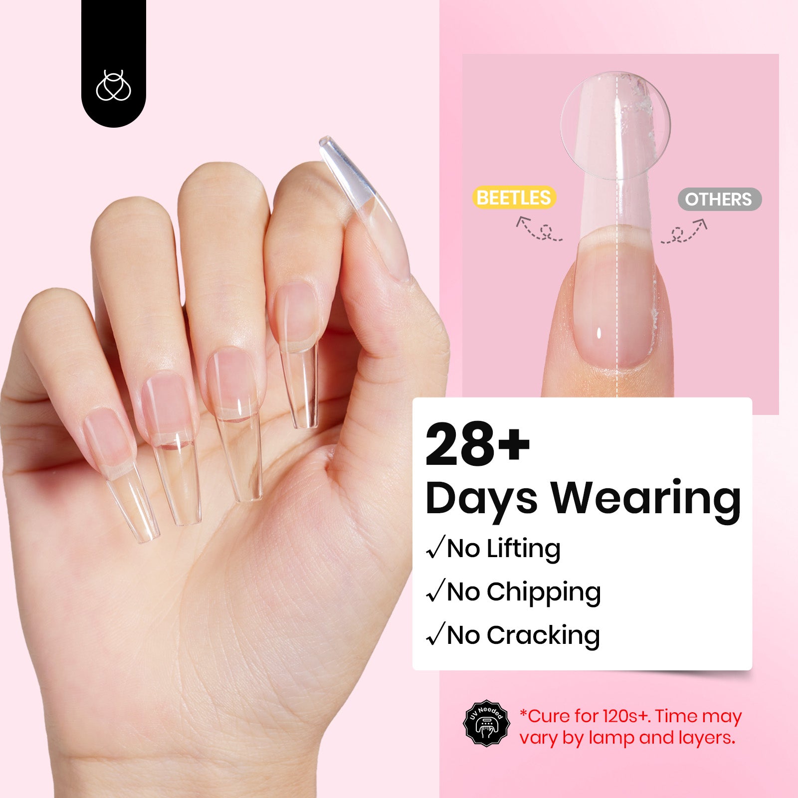 Beetles Low Heat Hard Gel for Nails, 1 oz 9 in 1 Clear Builder Nail Gel Sculpted Gel for Nails Extension & Repair for Women Manicurist