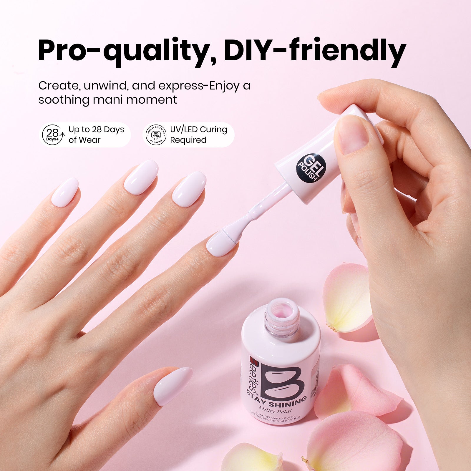 Beetles Gel Polish Milky Petal - 15ml of Tender Calm
