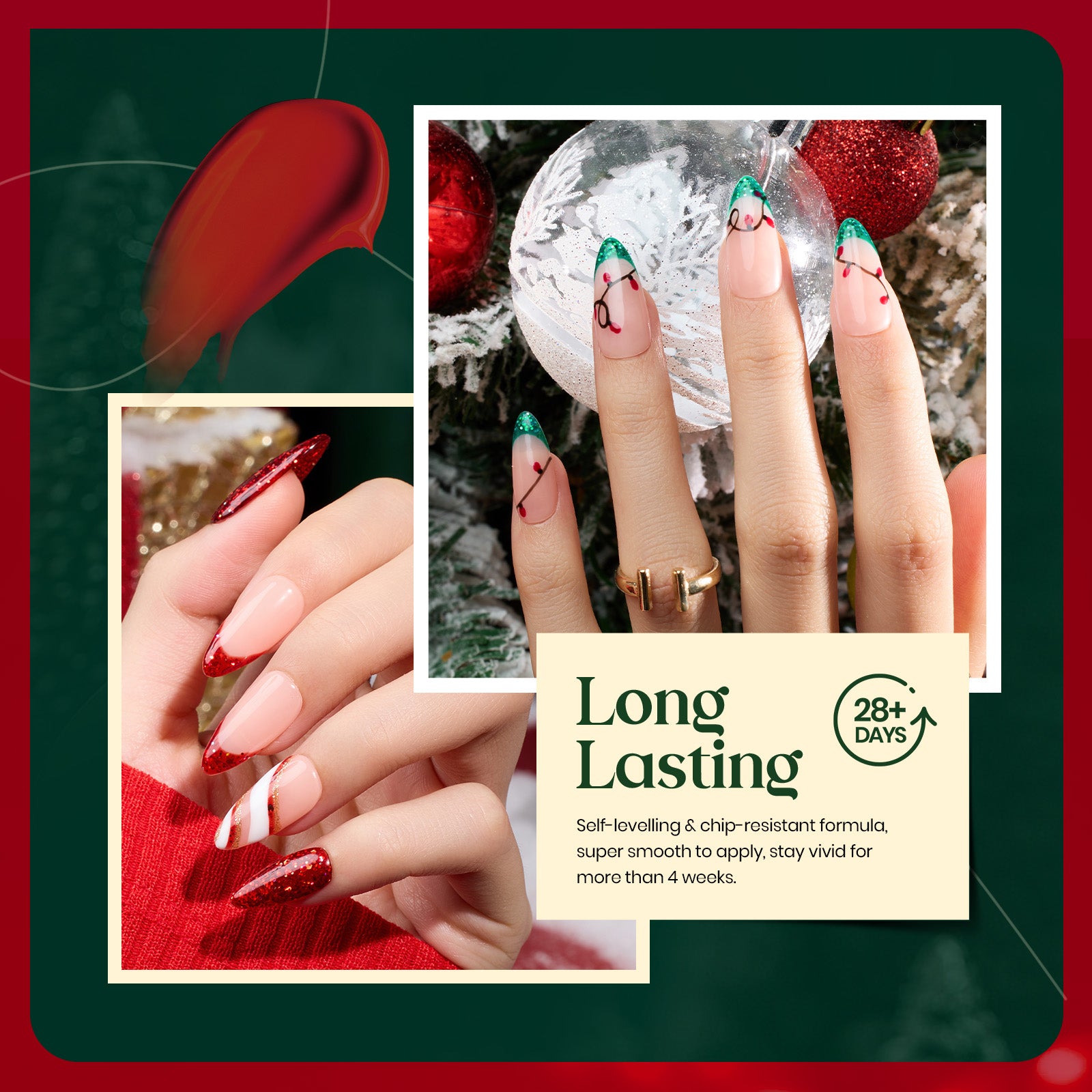 Beetles Stay Shining Under the Mistletoe HEMA-FREE TPO FREE Gel Nail Kit with UV Light, DIY Salon-Quality at Home