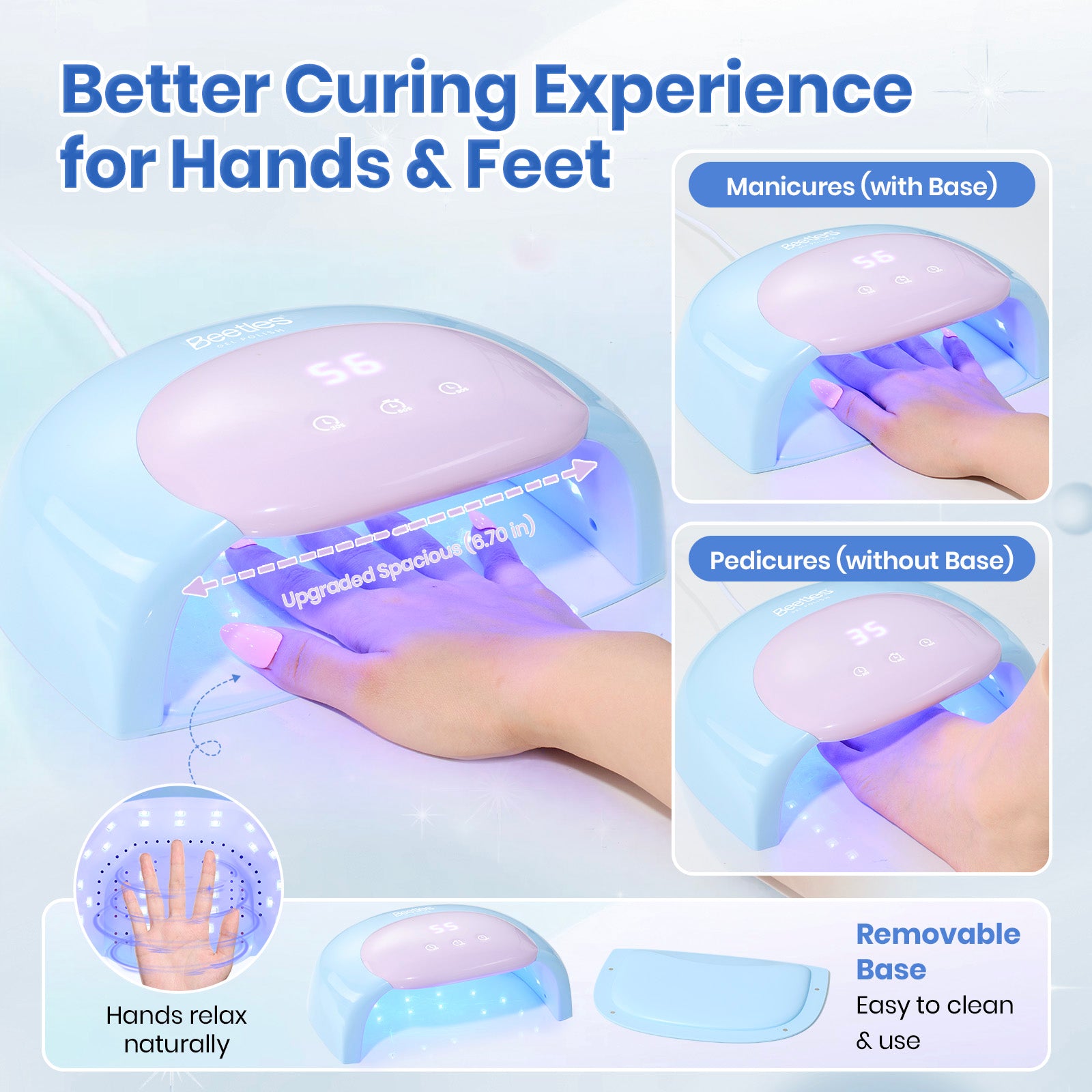 Beetles Candy Blue UV Nail Lamp Digital Display 3 Timer Gel Nail Light