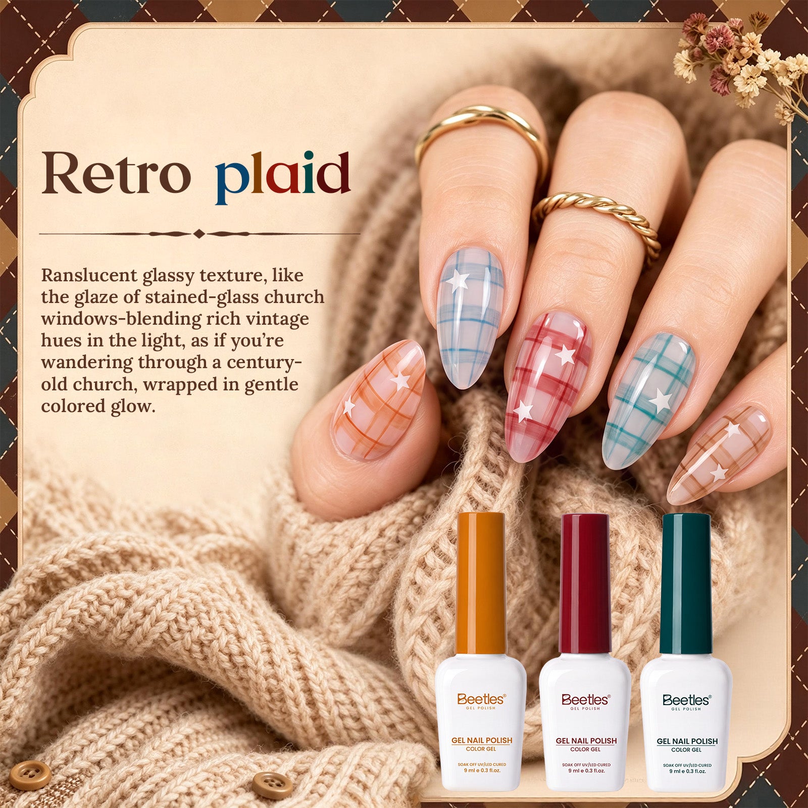 Beetles Fall Nails Season - Retro Glaze 6 Colors Jelly Gel Polish Set Fall Winter Nails 9ML