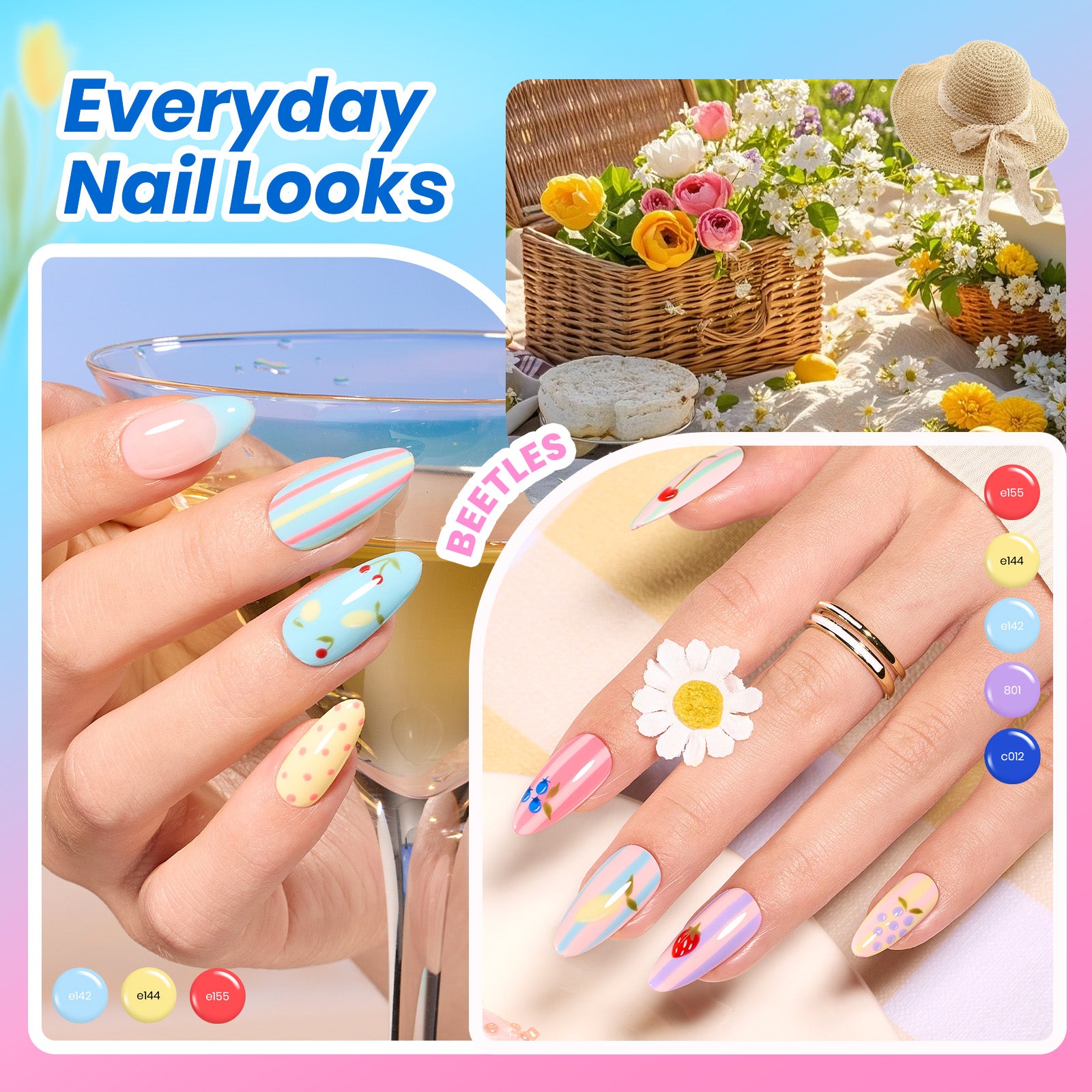 Beetles Gel Nail Starter Kit Creative Flow TPO & HEMA Free 35 Colors All Seasons Shades Summer Nails All-in-One Mani Kit