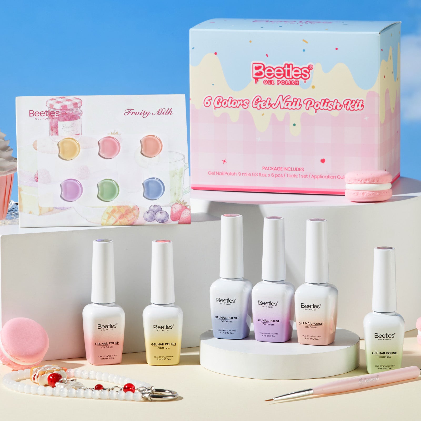 Pastel Fruity Milk Jelly Gel Whip 6 Colors Summer Nails Macaron Shimmer Glitter Gel Polish