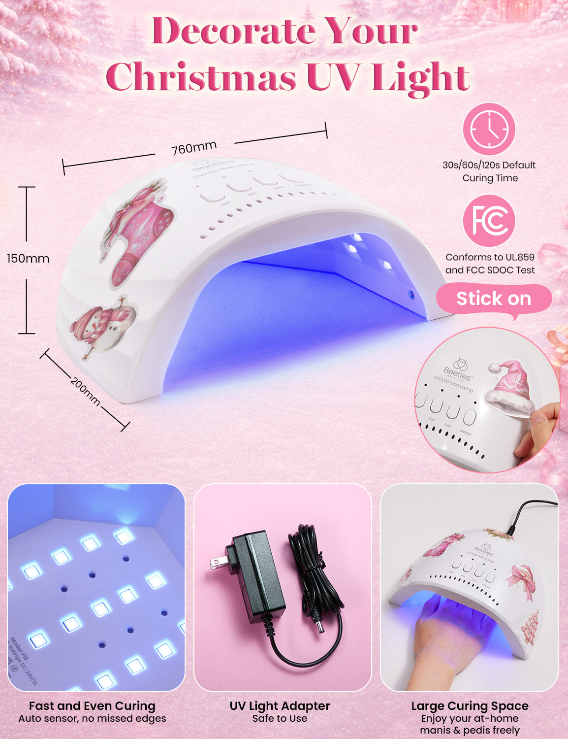 Beetles Emotional Spectrum Christmas Gel Nail Kit with U V Light Nail Tips 35 Colors HEMA-FREE Gel Polish Starter Kit with Base Top Coats Stickers Manicure Tools at Home Gifts for Women Girls