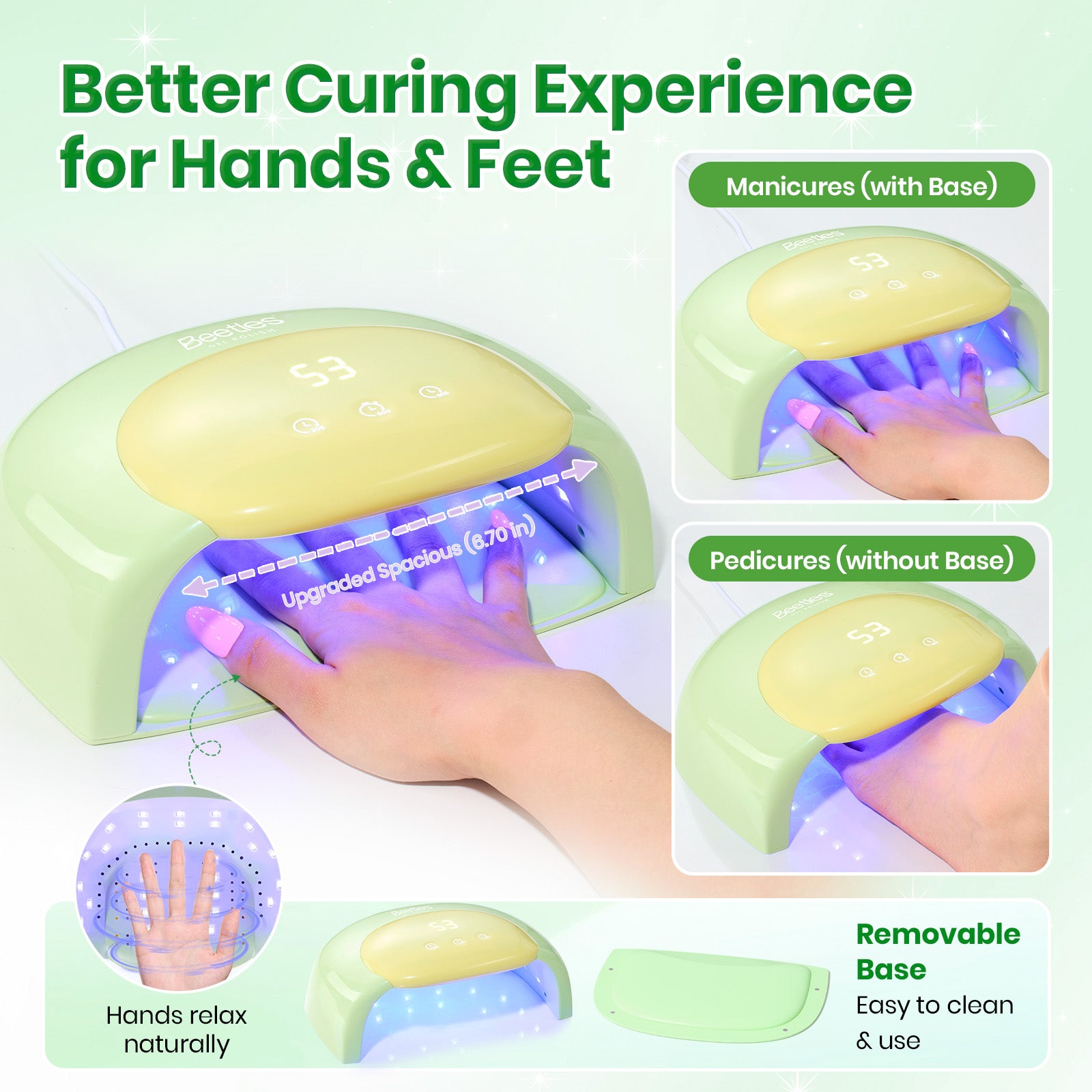 Beetles Candy Green UV Nail Lamp Digital Display 3 Timer Gel Nail Light