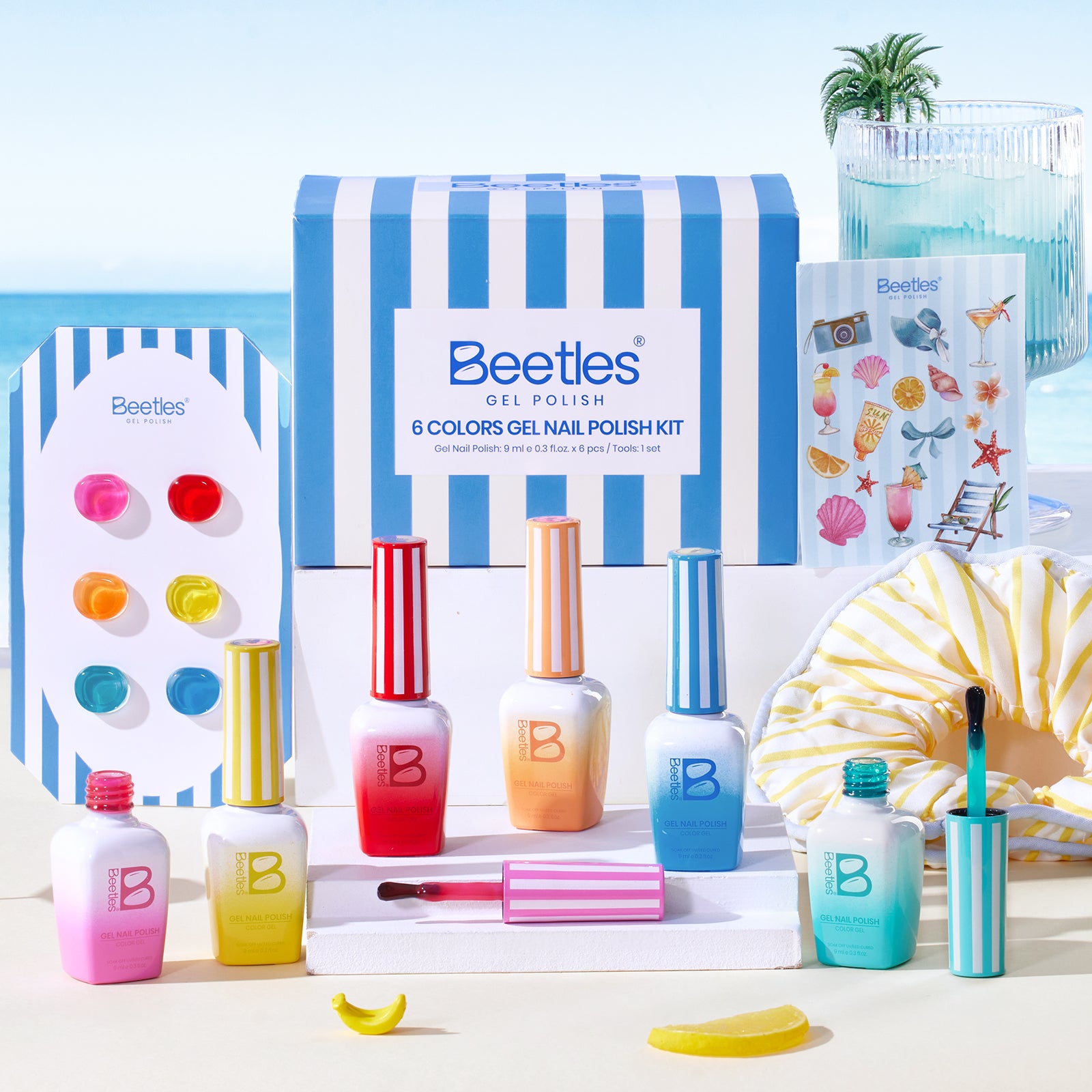 Beetles Neon Gel Nail Polish - Sunstripe Summer Nails Art, 6