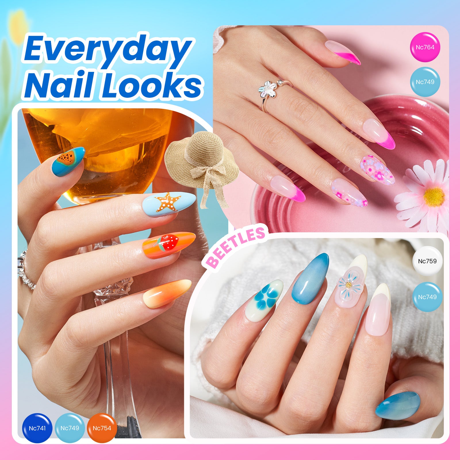 Beetles Gel Nail Starter Kit Studio Essentials TPO & HEMA Free 32 Colors 68 Pcs All-in-One Mani Kit
