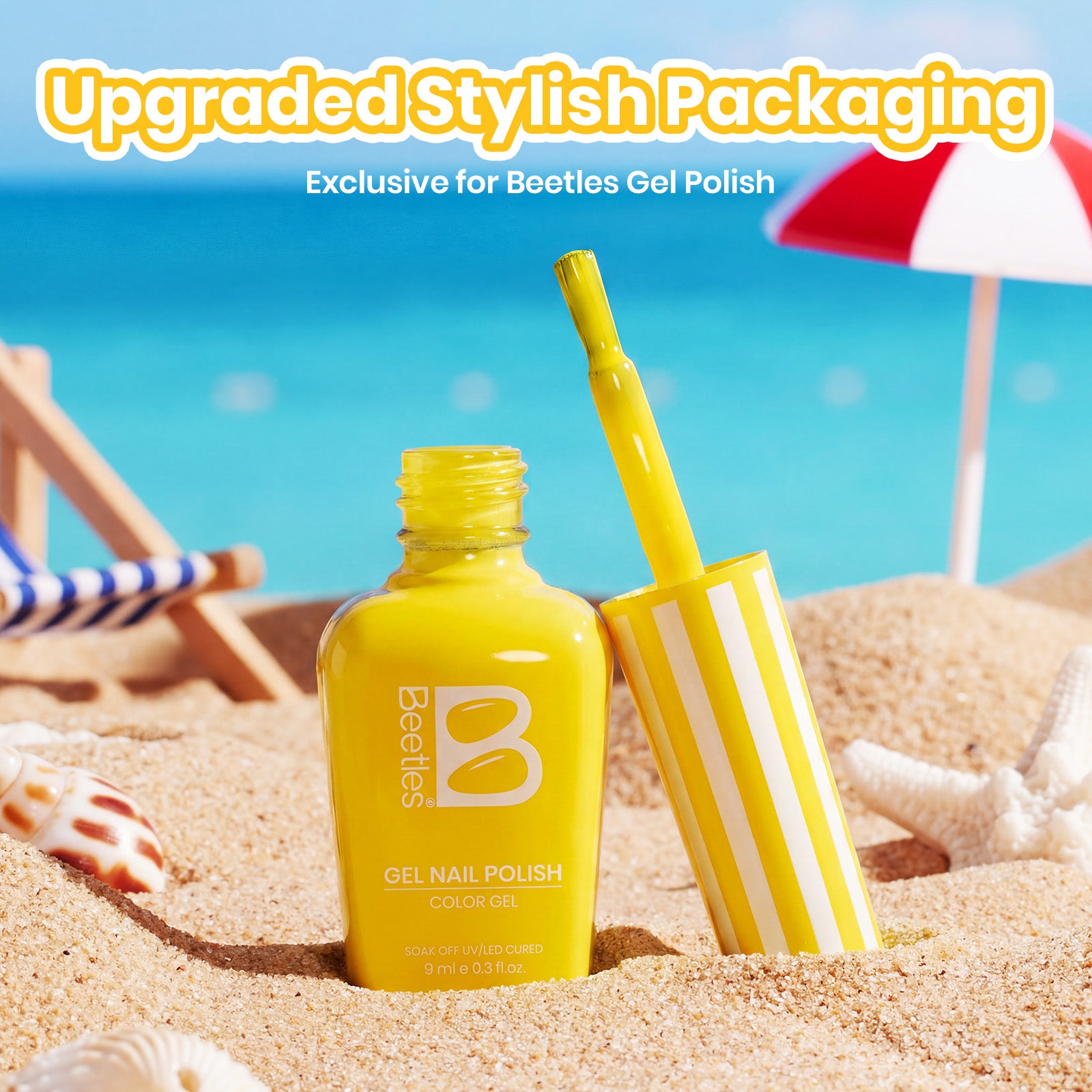 Beetles Summer Voyage - Lemon Stripe Summer Neon Nails 9ml