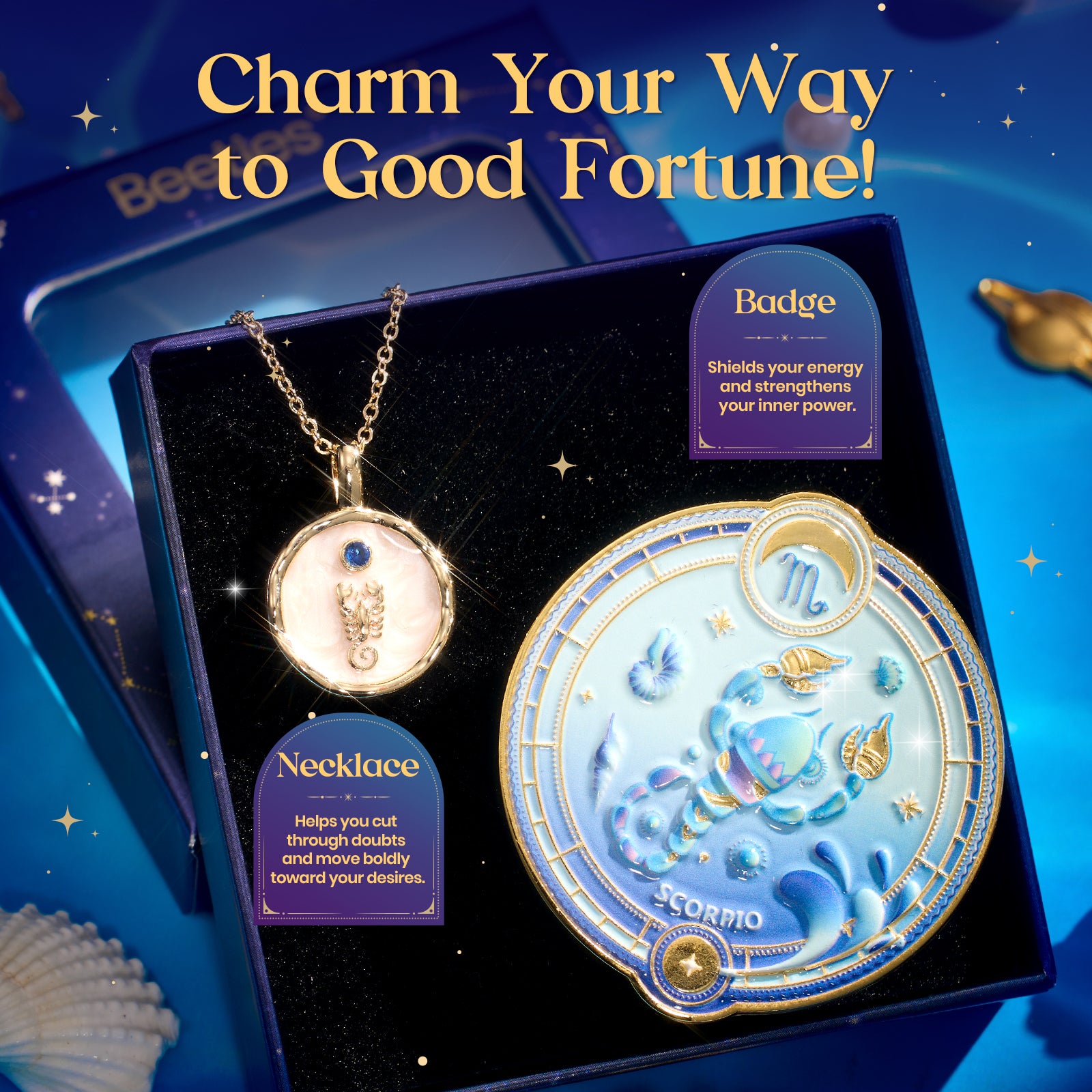 Beetles Lucky Box Scorpio Sign Gel Nail Polish Kit - 6 Colors Zodiac Inspired Nail Art Set