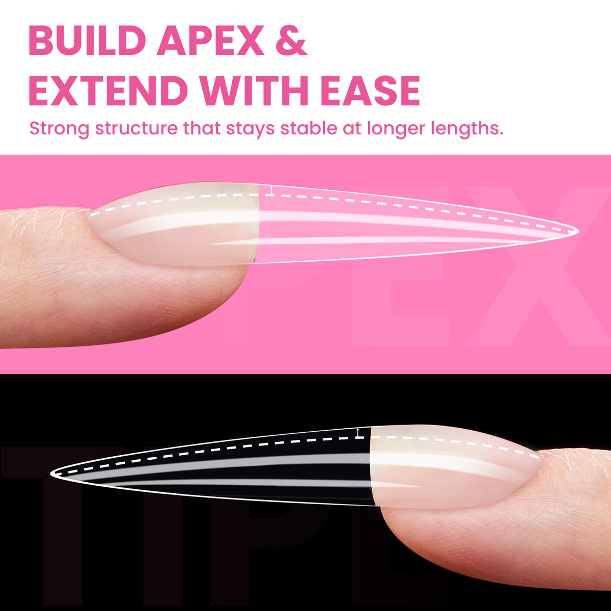 Beetles Pro Tipex Instant Apex Nail Tips, XXL Stiletto, 512pcs 16 Sizes for DIY Salon-look Extensions