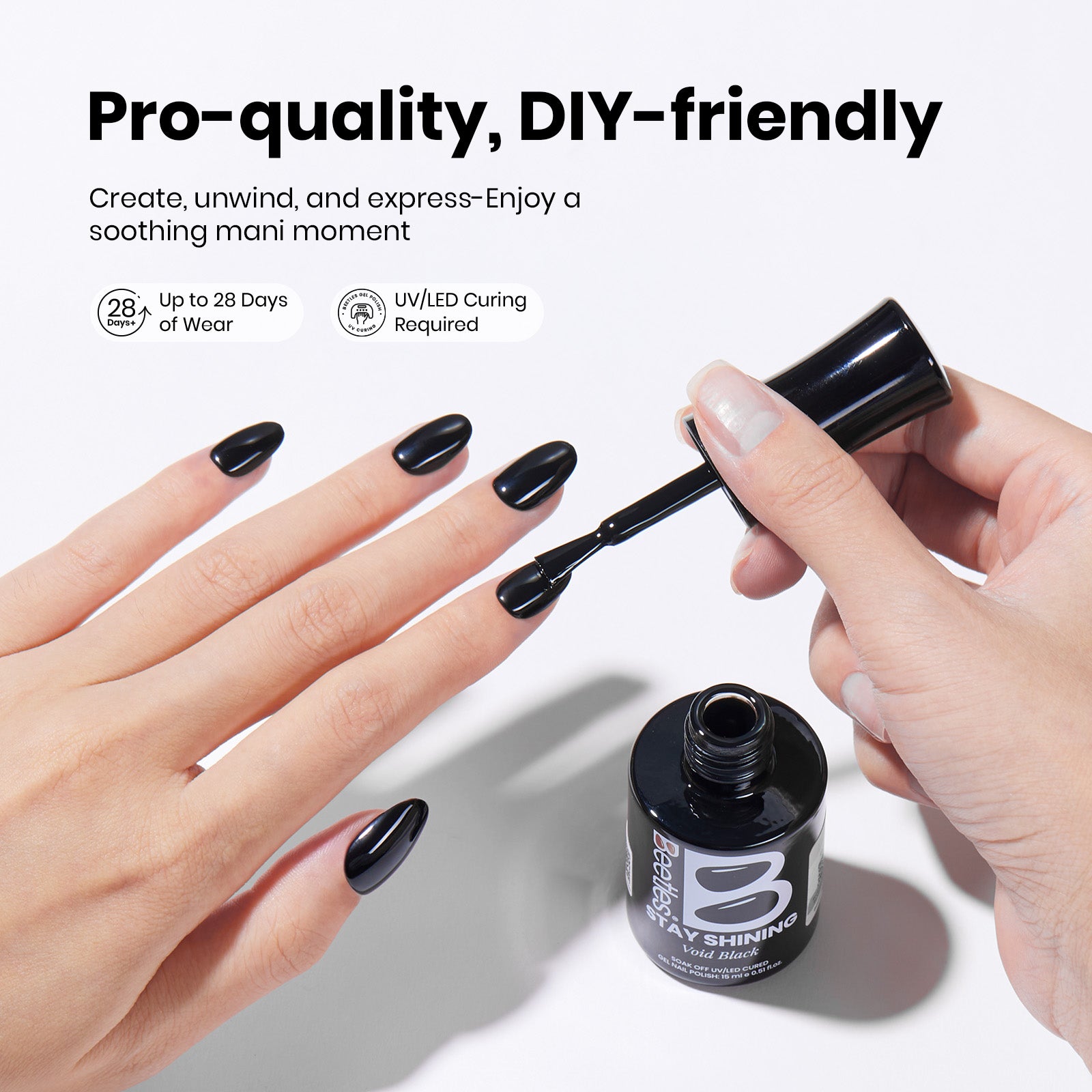 Beetles Stay Shining Collection Salon-Quality Gel Nail Polish - 15ml of  Void Black