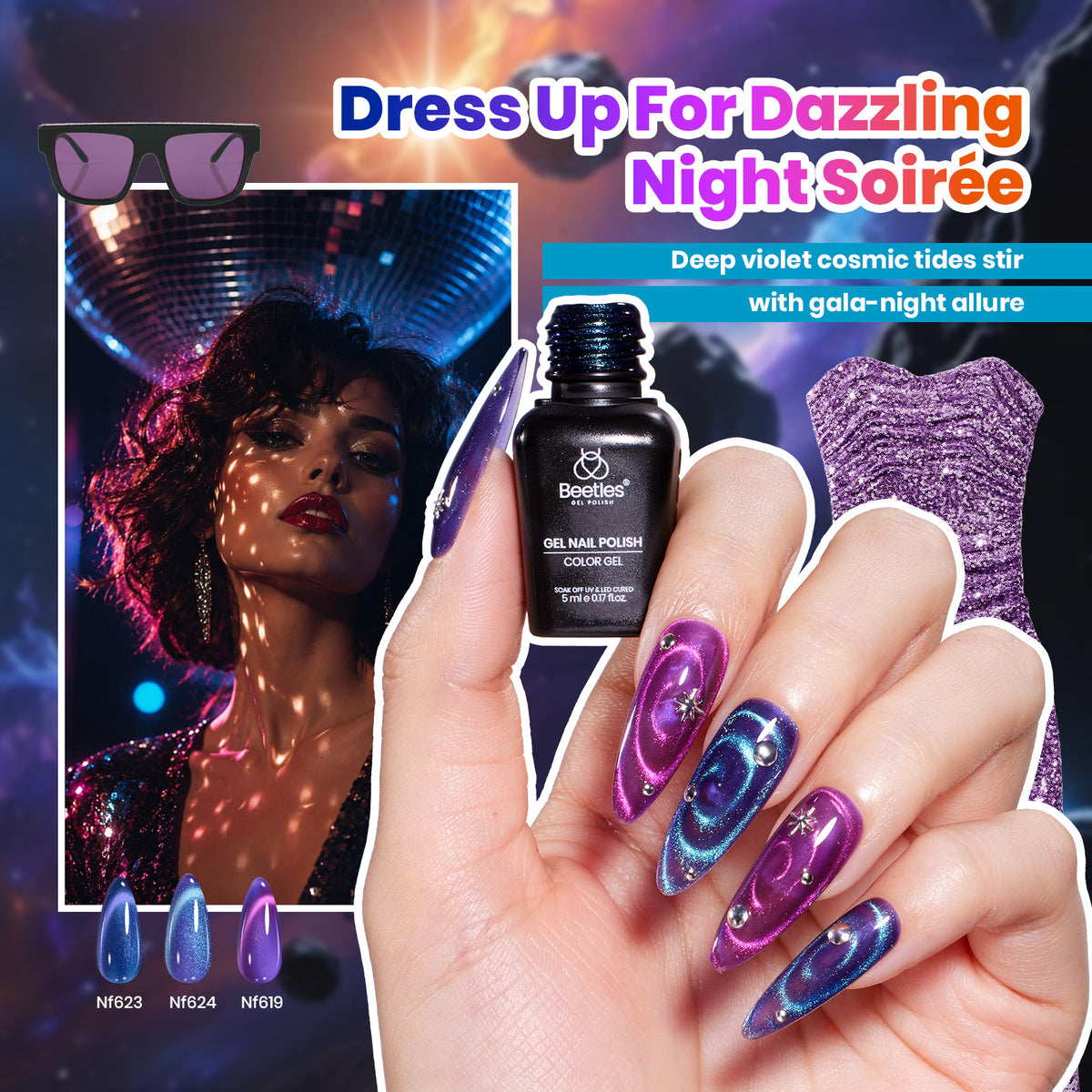 Beetles Stellar Drift Halloween Nails 20 Colors Cat Eye Gel Nail Polish Set Hema Free & TPO Free