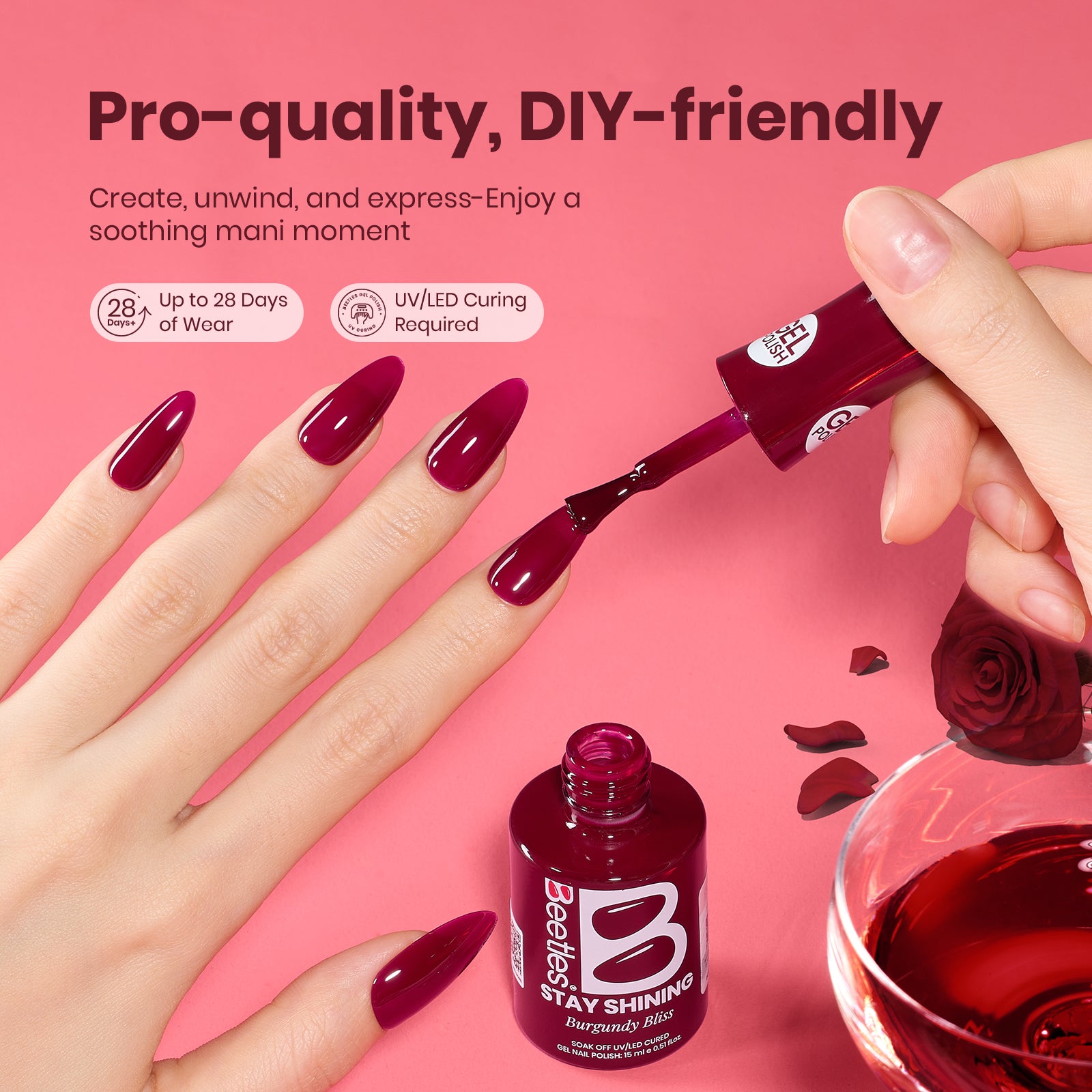 Beetles Gel Polish Burgundy Bliss - 15ml of Rich Escape