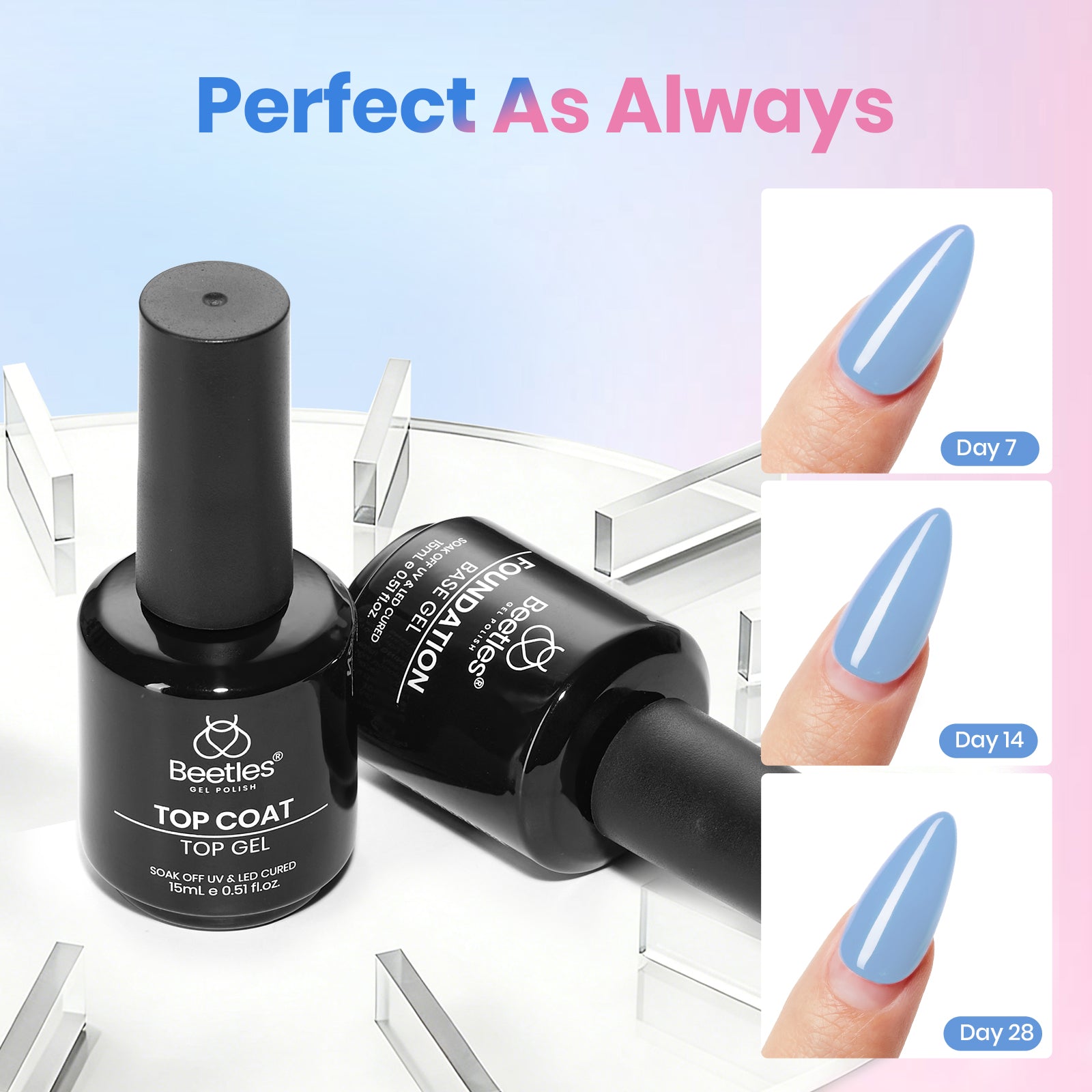 Beetles Stay Shining Base and Top Coat Set HEMA Free & TPO Free 15ml