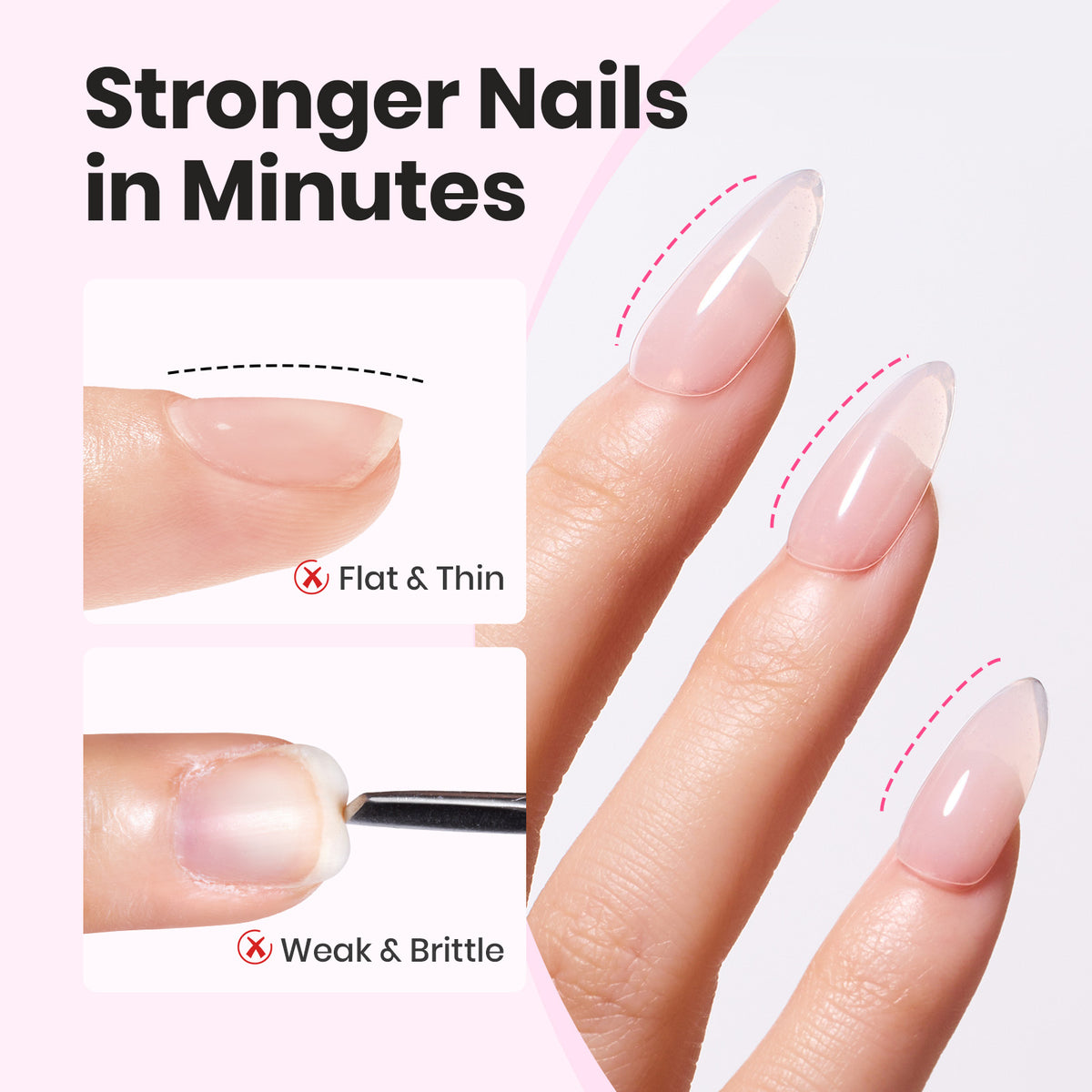Beetles Builder Gel for Nails HEMA & TPO-FREE, 2 Colors Clear & Jelly Nude Building Gel with Nail Brush, Strengthening Building Instant Apex & Extension, for Beginner DIY UV Nail, Peach Skin