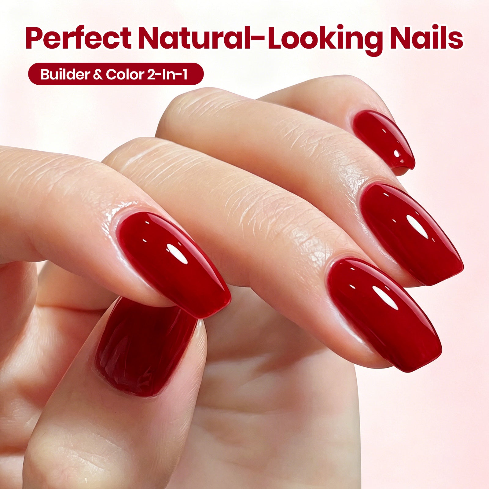 Beetles Builder Gel Nail Kit HEMA & TPO-Free, Cherry Noir Deep Wine Red with Nail Art Brush, 8 in 1 for Building Strengthening & Extension, Beginner Friendly DIY Salon at Home, UV LED Lamp Needed